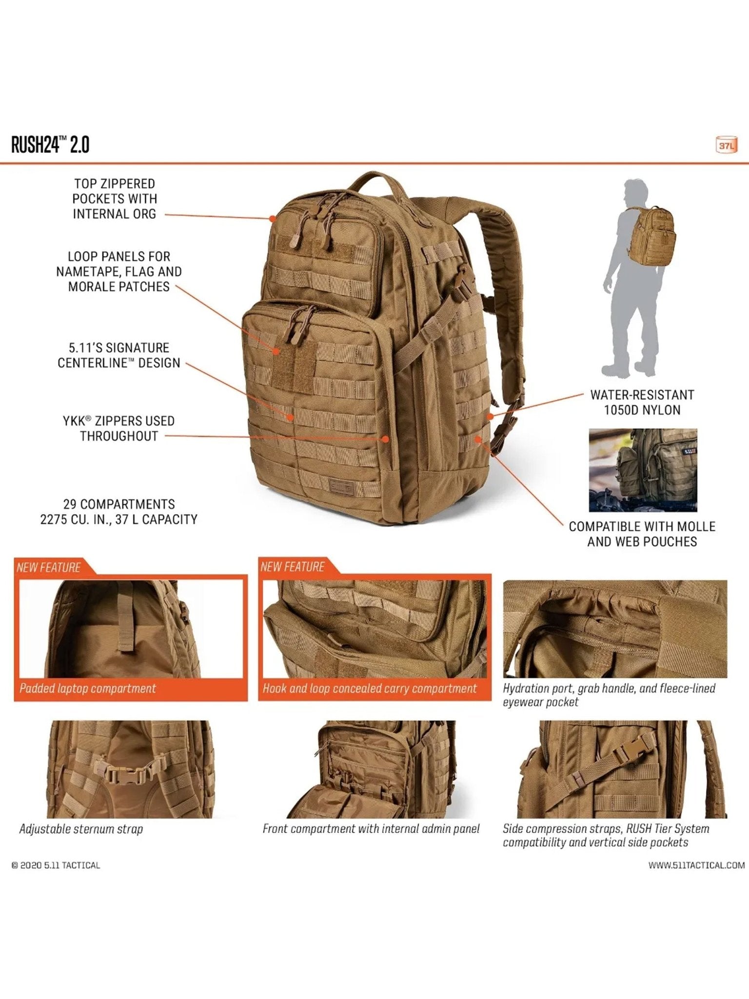 5.11 Tactical - 5.11 Tactical Rush 24 2.0 Backpack - Style 56563