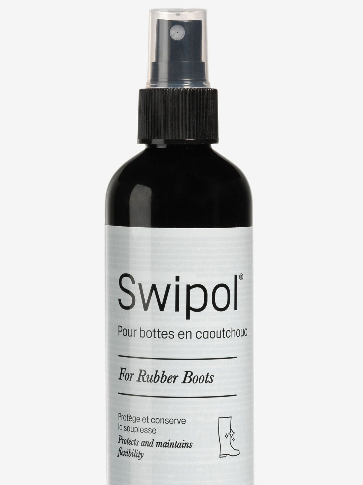 Aigle Swipol 2 rubber boot protector spray 200ml - close up of label