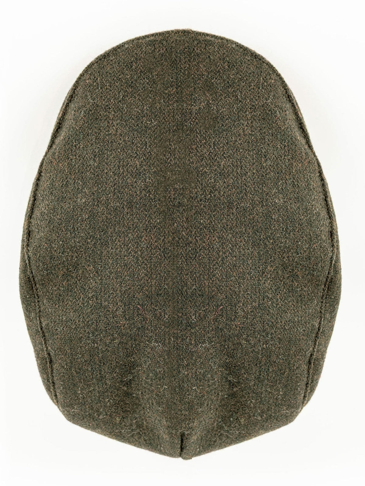 Dents Grafham men's forest green micro-herringbone tweed flat cap, top view