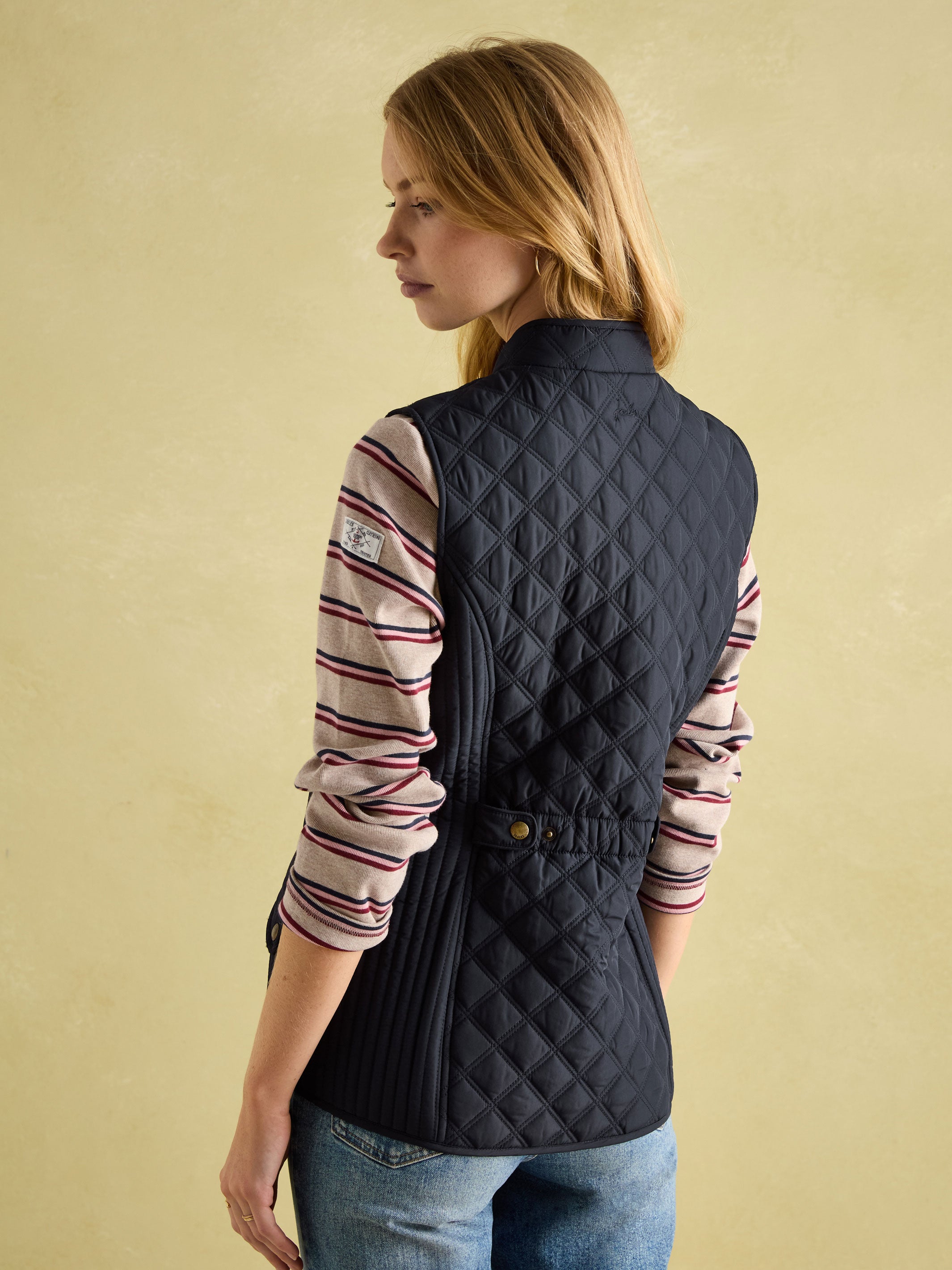 Joules - Joules Minx Navy Showerproof Diamond Quilted Gilet ladies waistcoat / bodywarmer