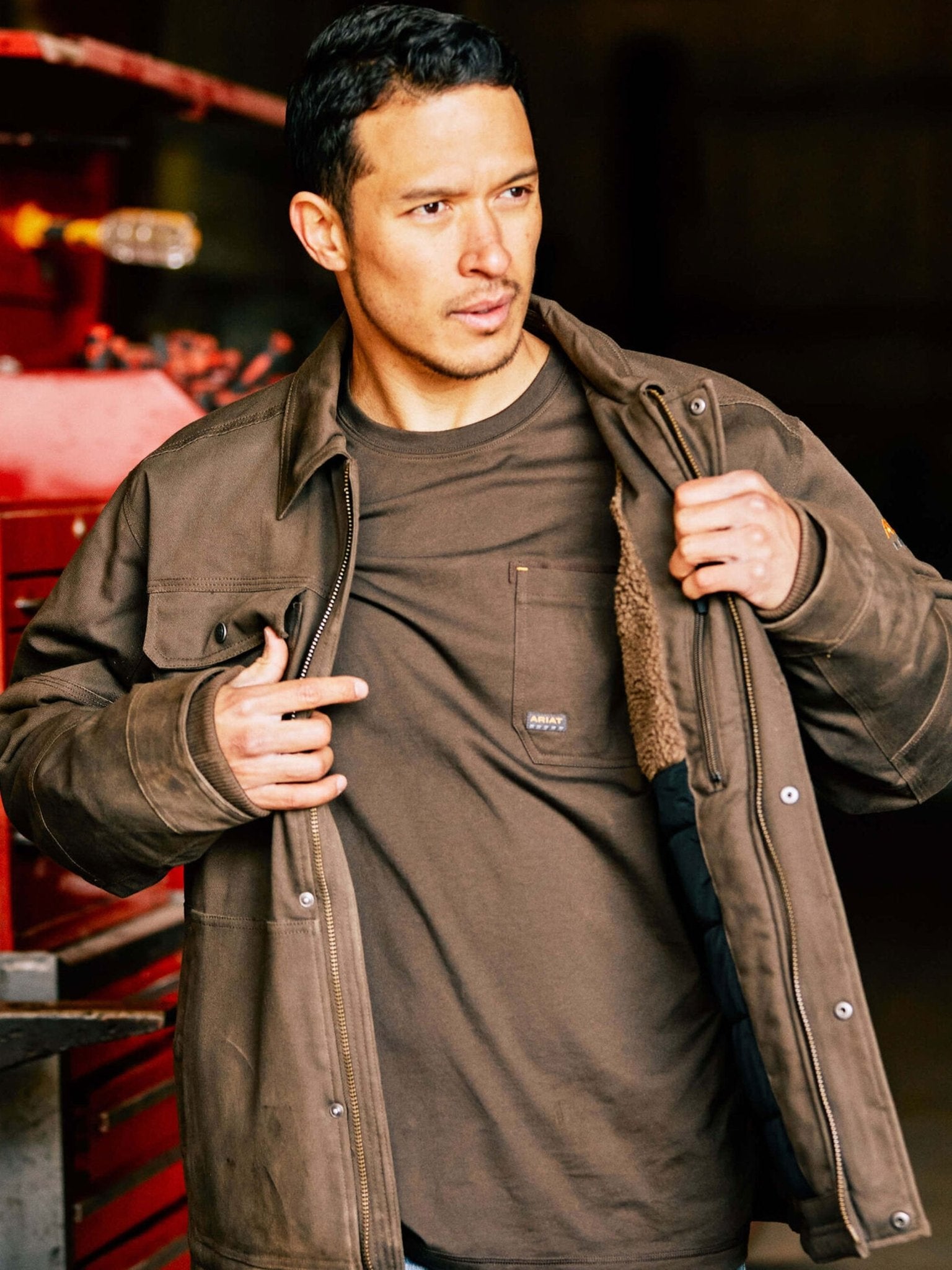 Ariat - Mens Rebar DuraCanvas Sherpa - Lined Coat / water repellent mens jacket Ariat