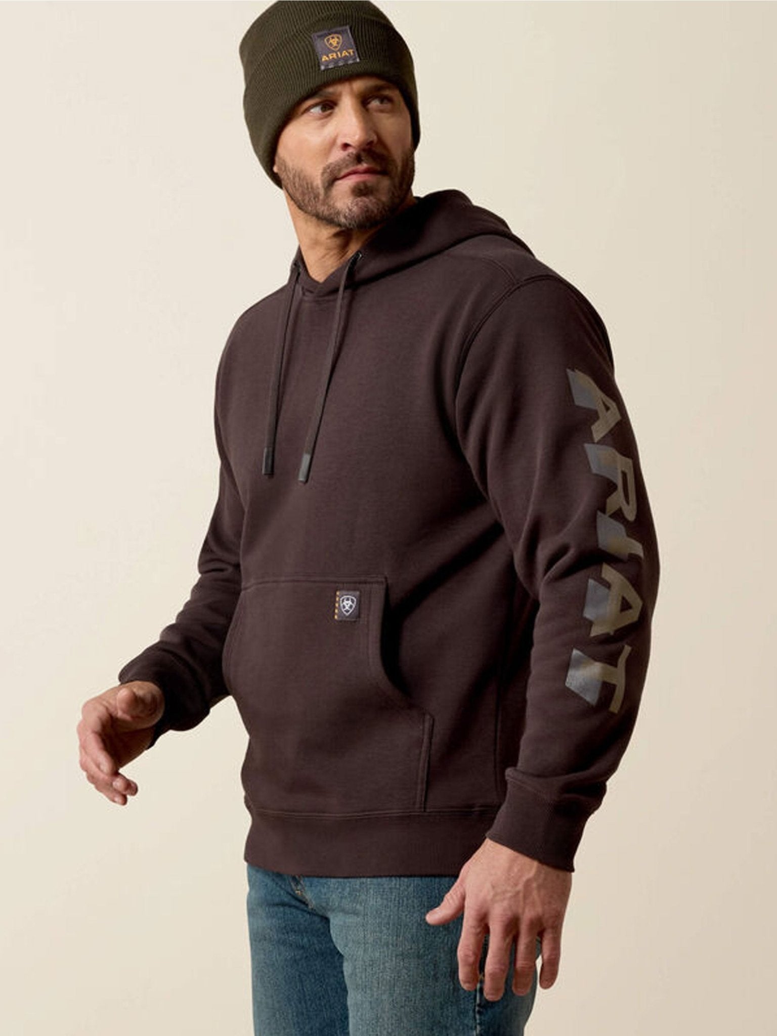 Ariat Rebar Lightweight Logo Mens Hoodie – Durable Workwear Pullover Ariat Knitwear