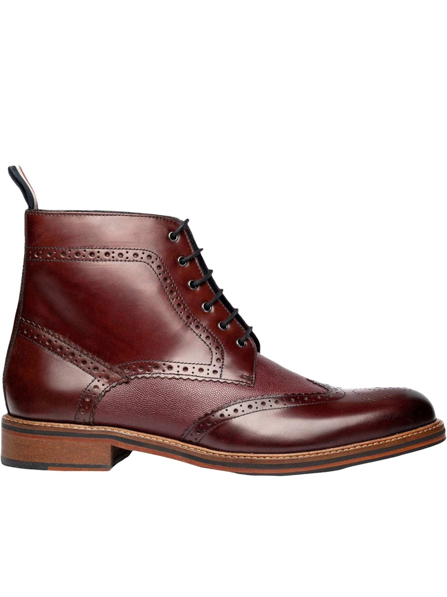 Ben Sherman Alfred Mens Lace Up Brogue Boots - Crafted Burnished Leather Ben Sherman