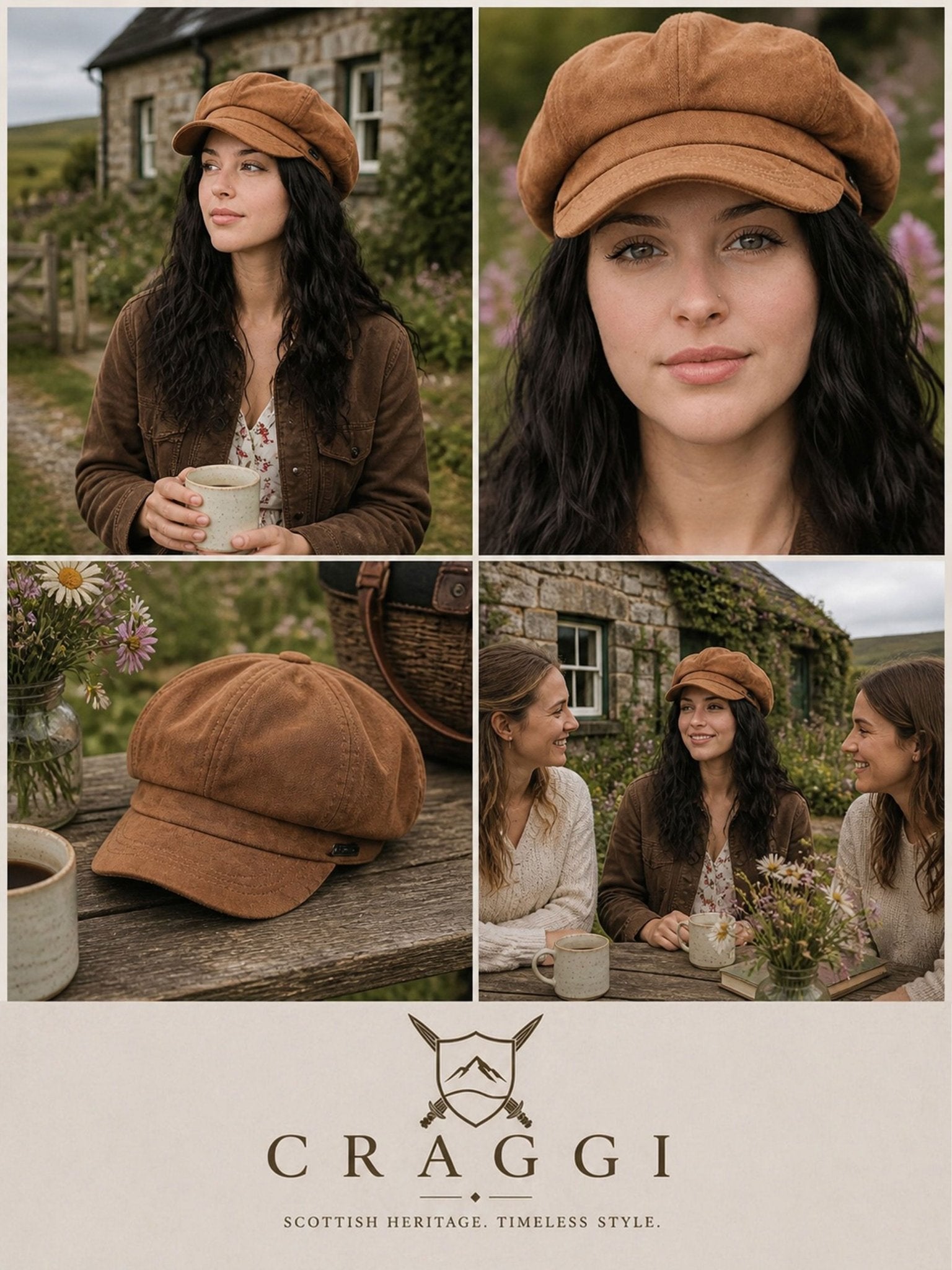 Craggi Baker Boy Hat Ladies Faux Suede Newsboy Cap Camel CRAGGI Hats