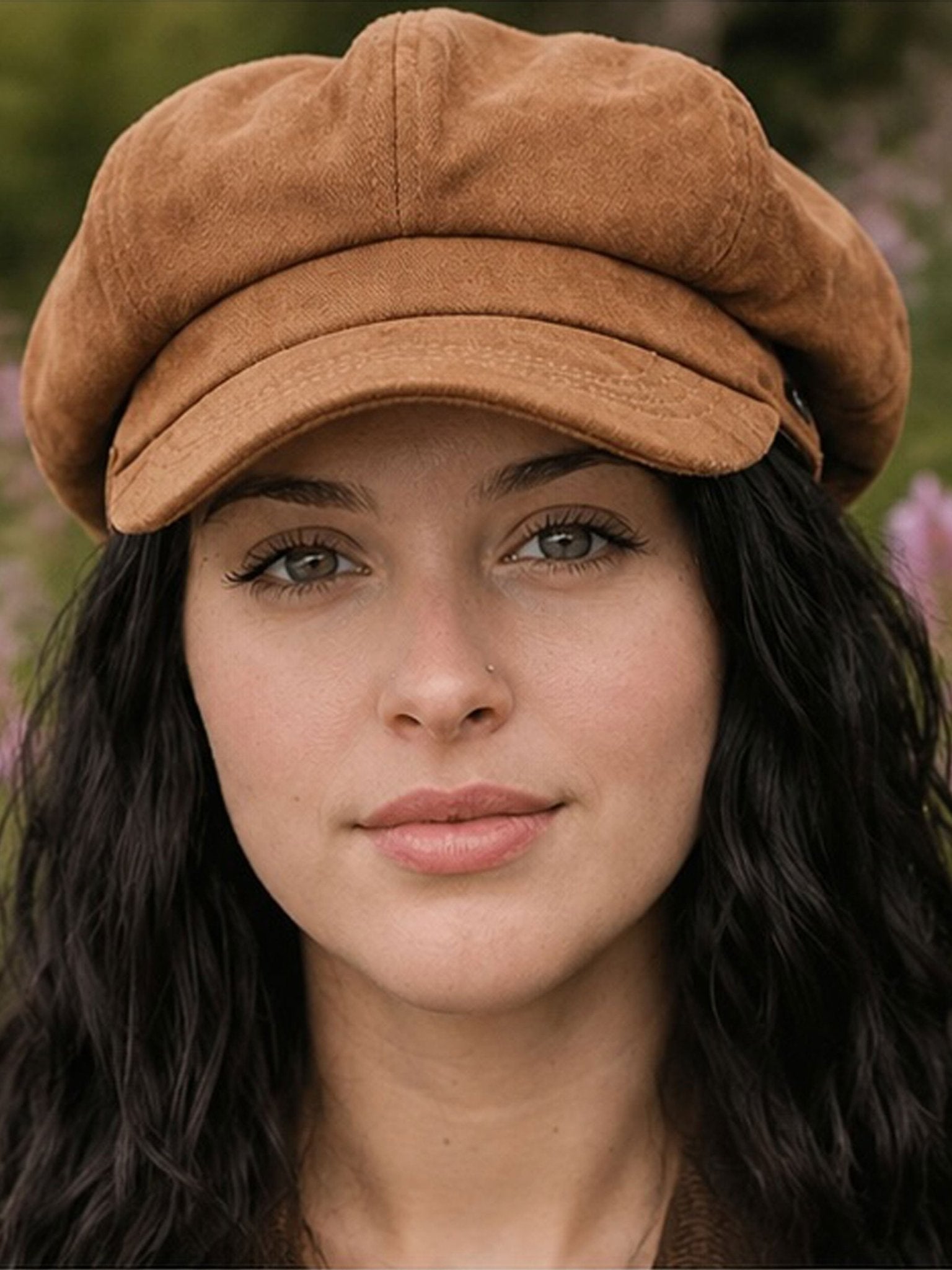 Craggi Baker Boy Hat Ladies Faux Suede Newsboy Cap Camel CRAGGI Hats
