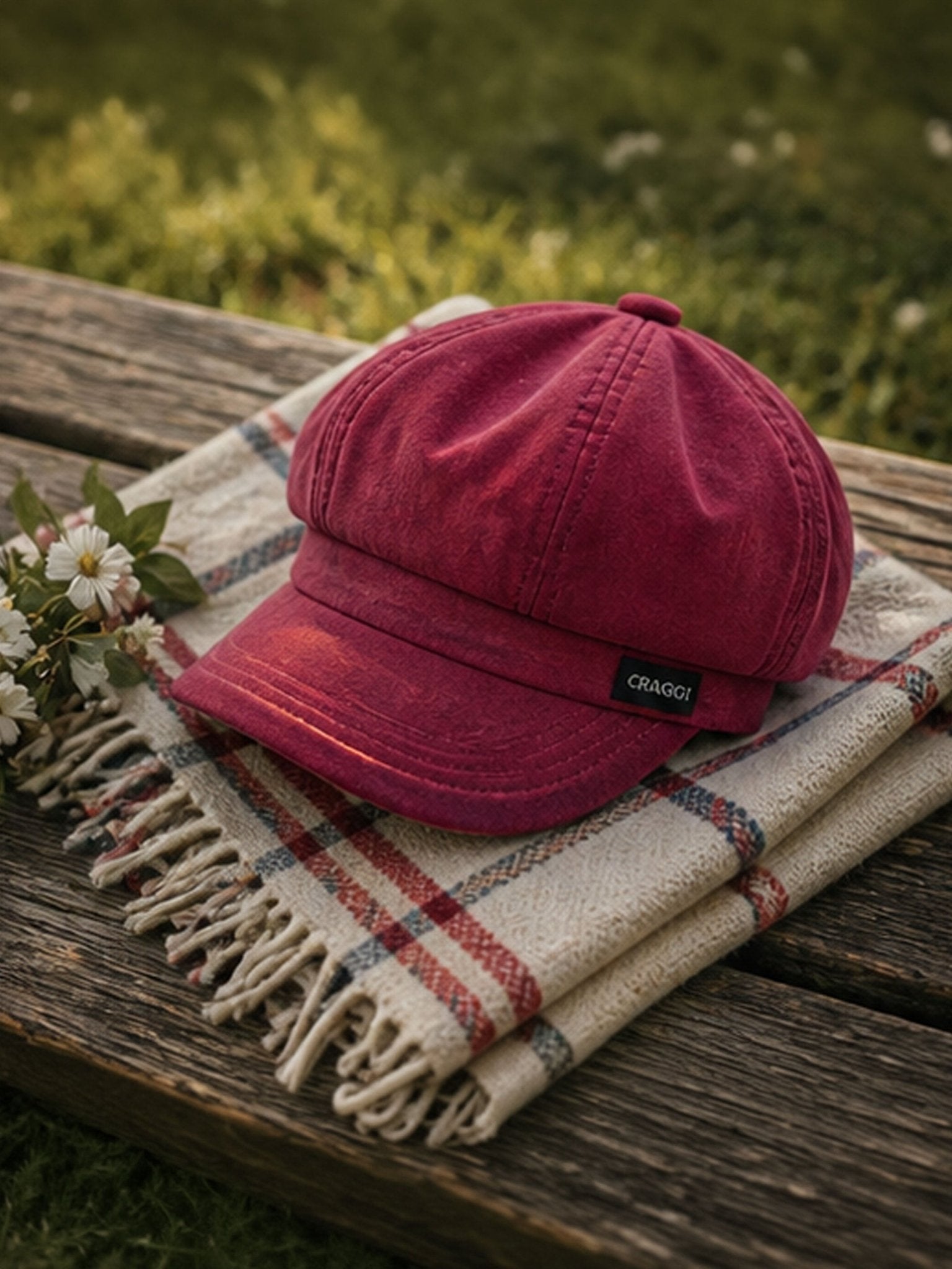 Craggi Baker Boy Ladies Hat Pink Red Wax Effect Womens Newsboy Cap CRAGGI Hats