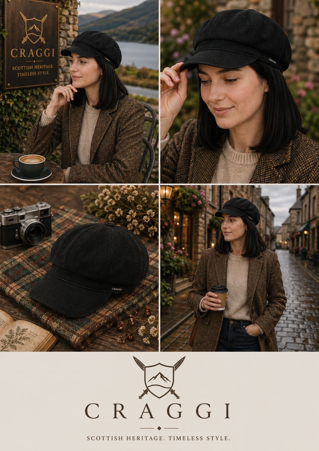 Craggi Denim ladies Baker Boy Hat womens Newsboy Cap Charcoal Black CRAGGI Hats