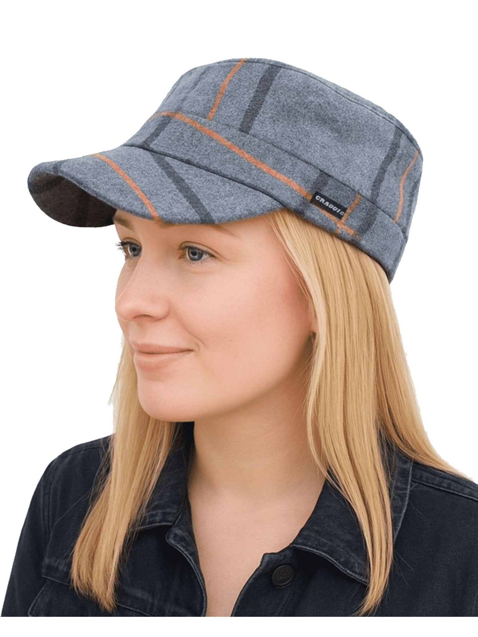 Craggi Grey Tweed Newsboy Cap Country Hat Grey Check Plaid military style Cap Craggi Hats