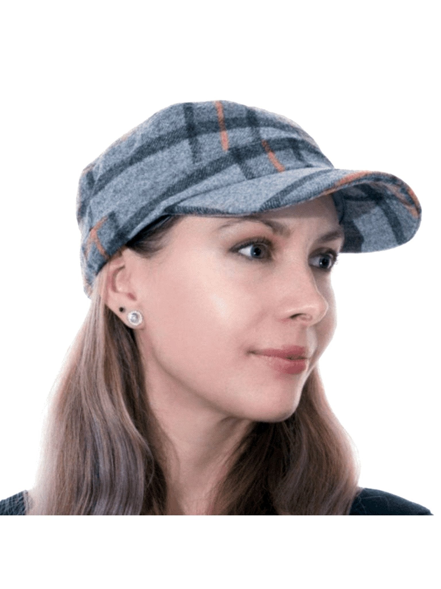 Craggi Grey Tweed Newsboy Cap Country Hat Grey Check Plaid military style Cap Craggi Hats