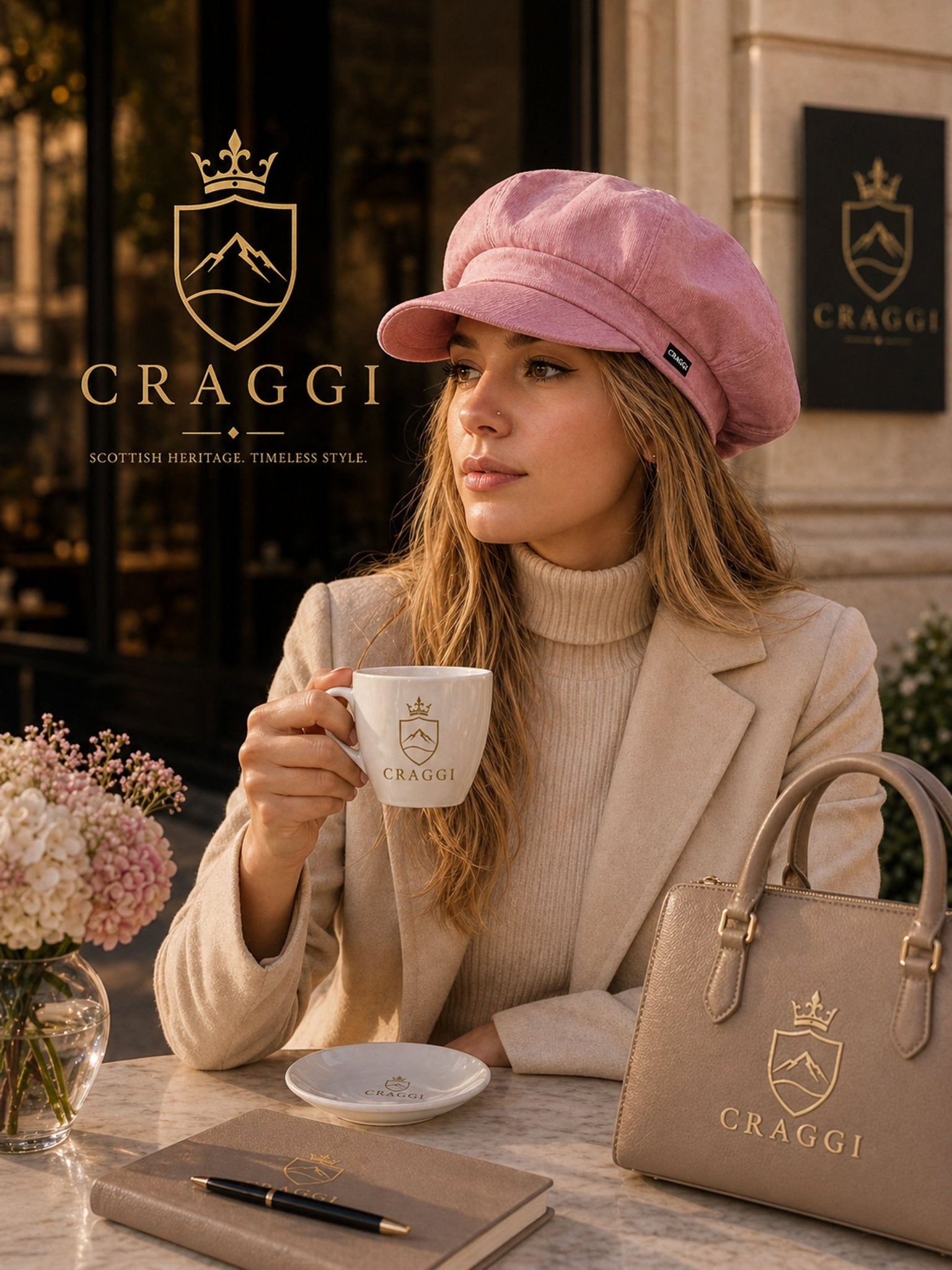 CRAGGI Hot Pink Denim Baker Boy Hat Ladies Newsboy Cap CRAGGI Hats