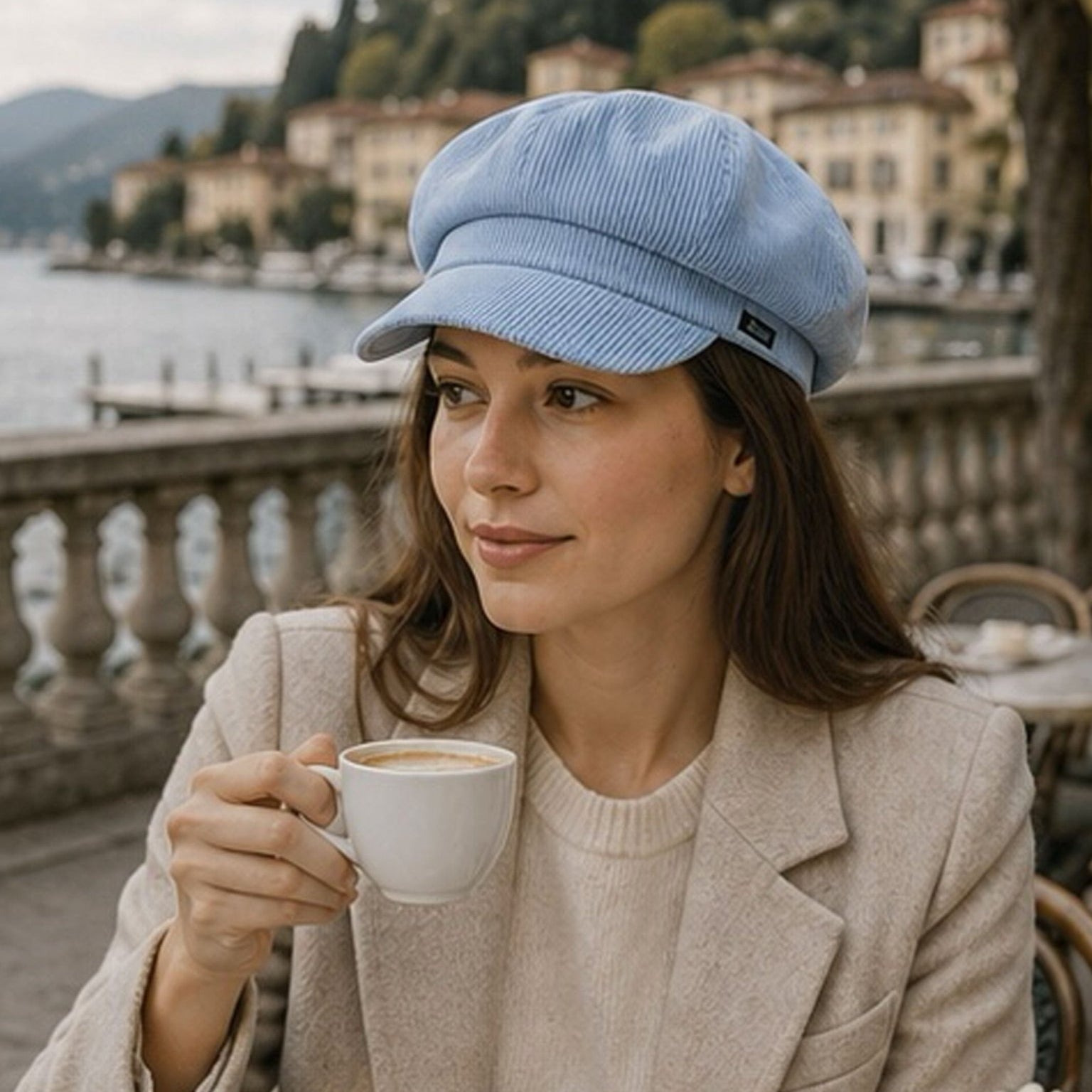 Craggi Ladies Baker Boy Hat Blue Cord, womens Newsboy Cap baby blue CRAGGI Hats