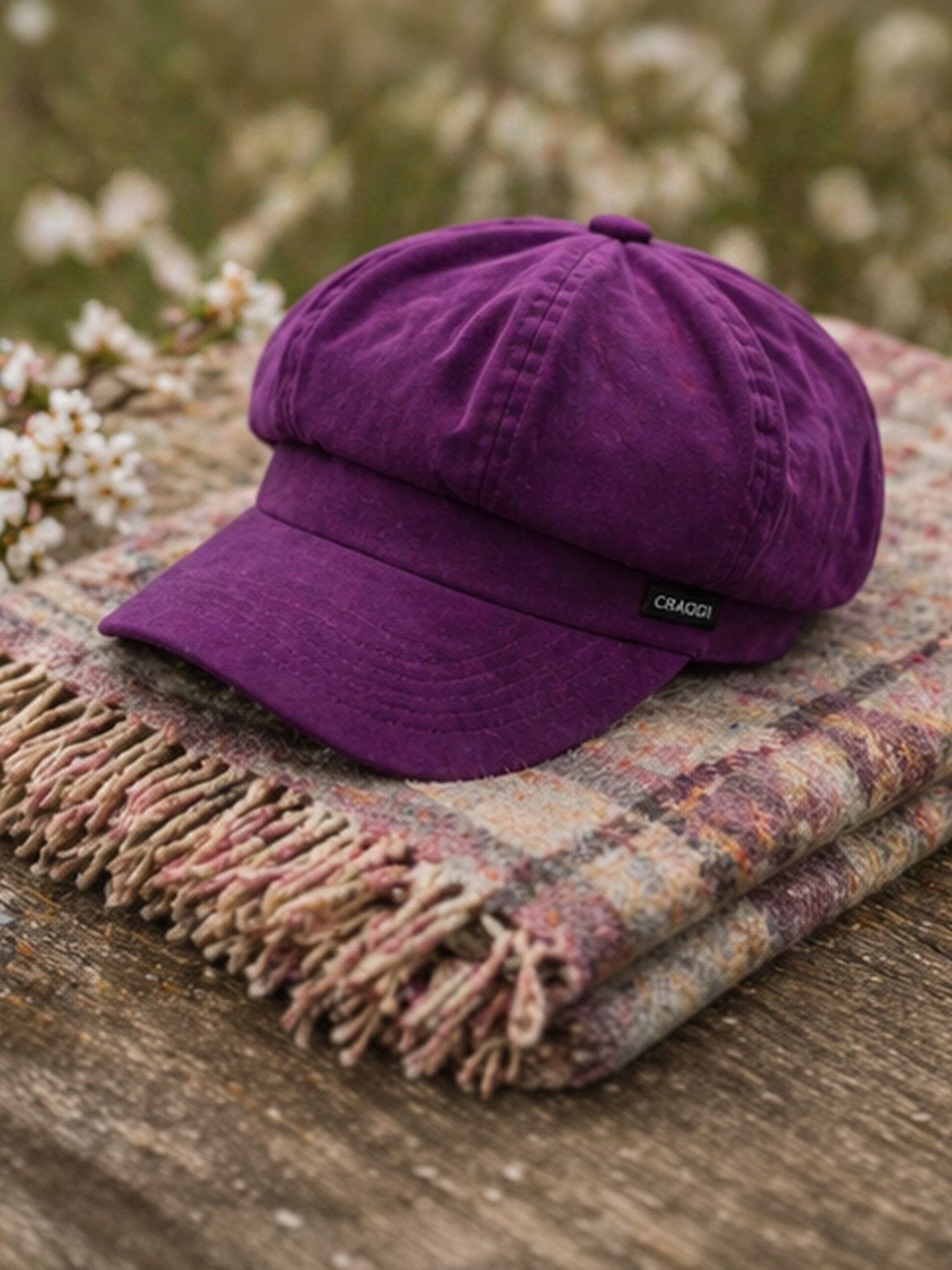 Craggi Ladies Baker boy Hat Purple Velvet Shelby Newsboy Womens Cap CRAGGI Hats