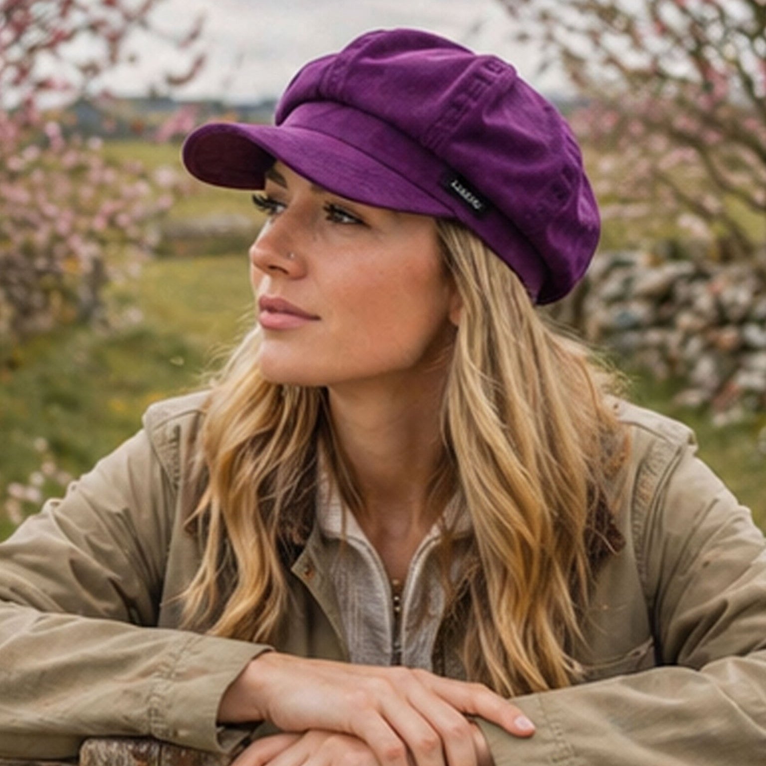 Craggi Ladies Baker boy Hat Purple Velvet Shelby Newsboy Womens Cap CRAGGI Hats