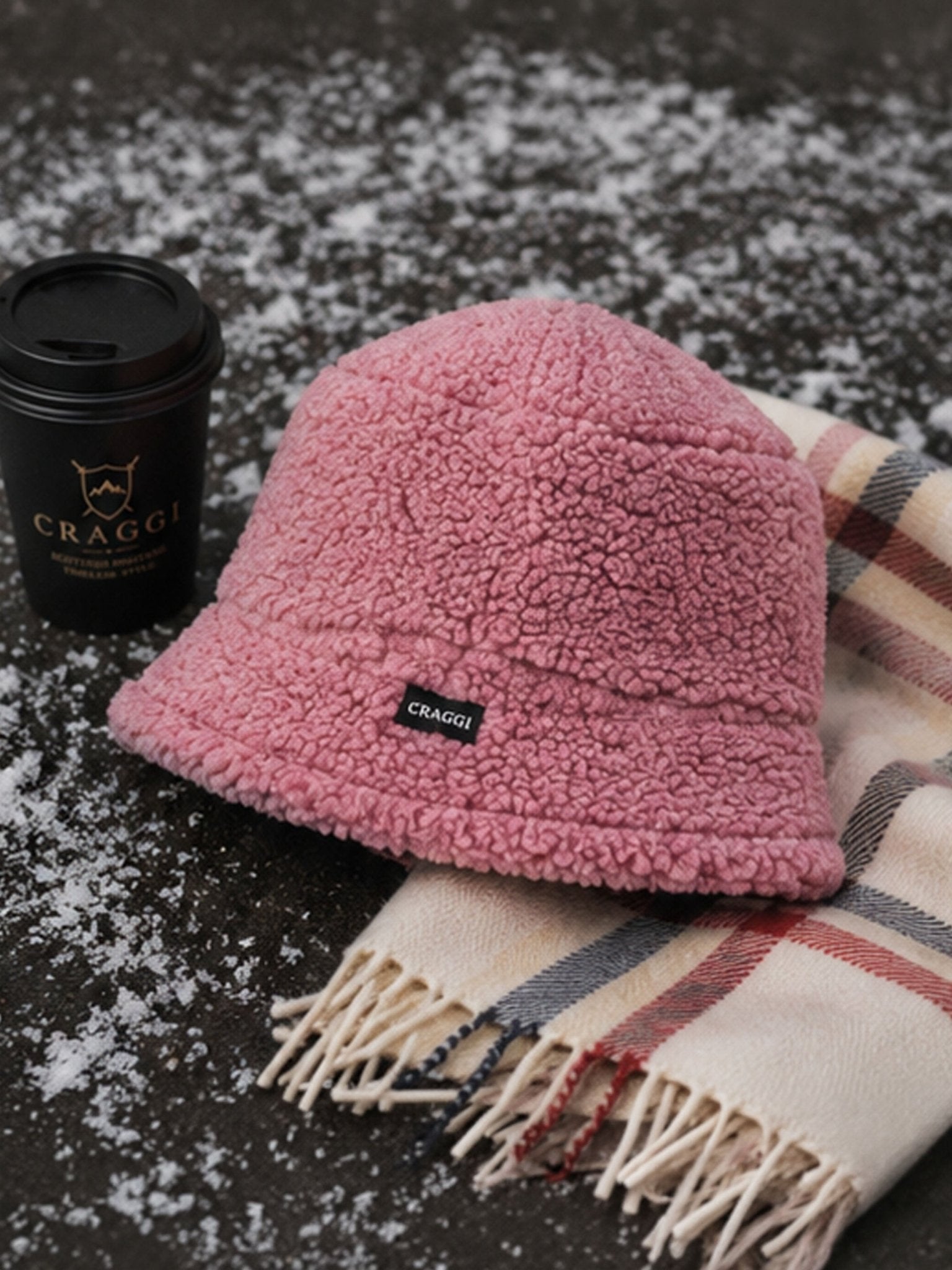 Craggi Ladies Polla Pink Bucket Hat in Pink Sherpa Borg Teddy Feel CRAGGI Hats
