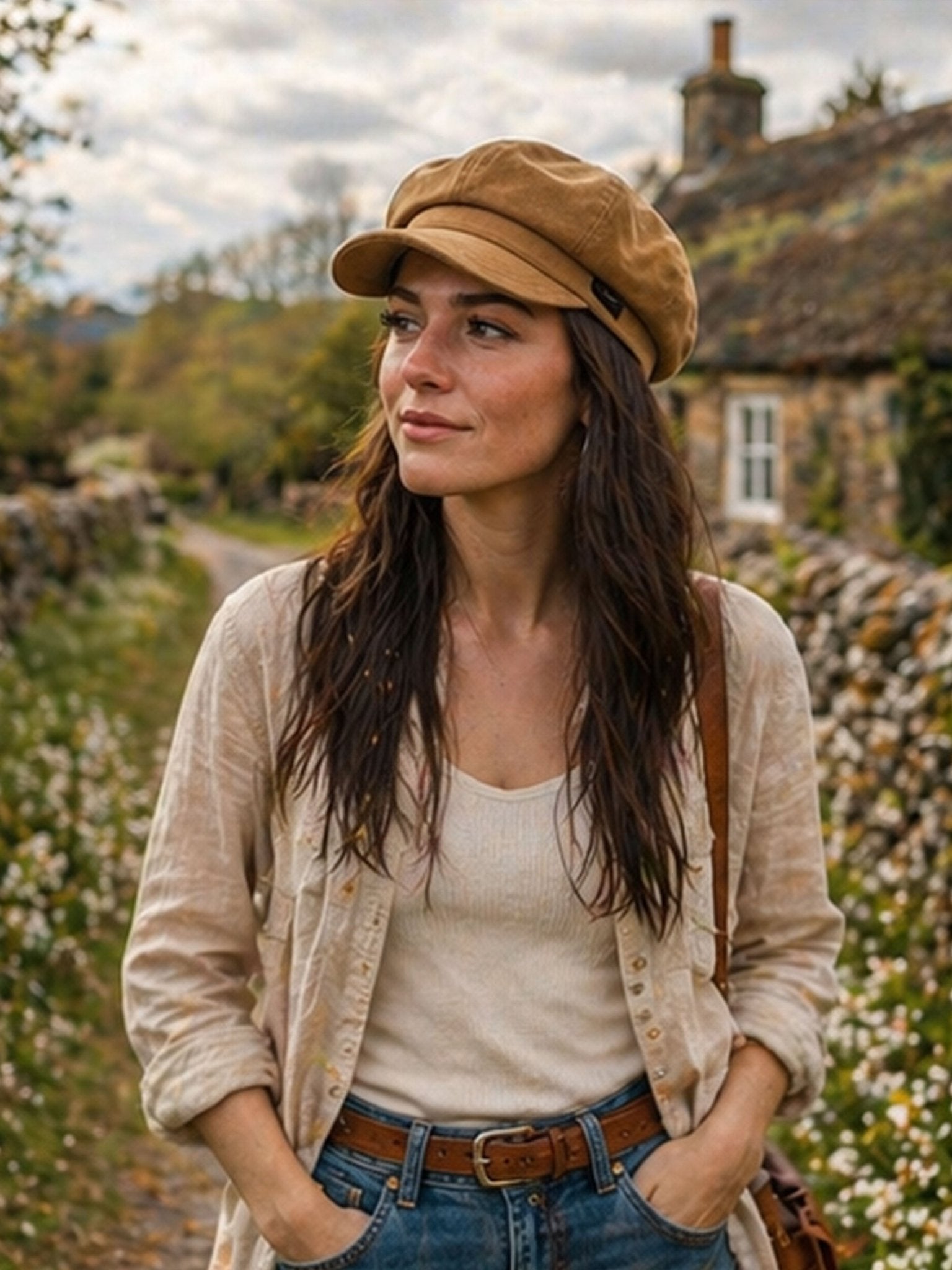 Craggi Ladies Velvet Gold Brown Baker Boy Hat. Womens Newsboy Cap CRAGGI Hats