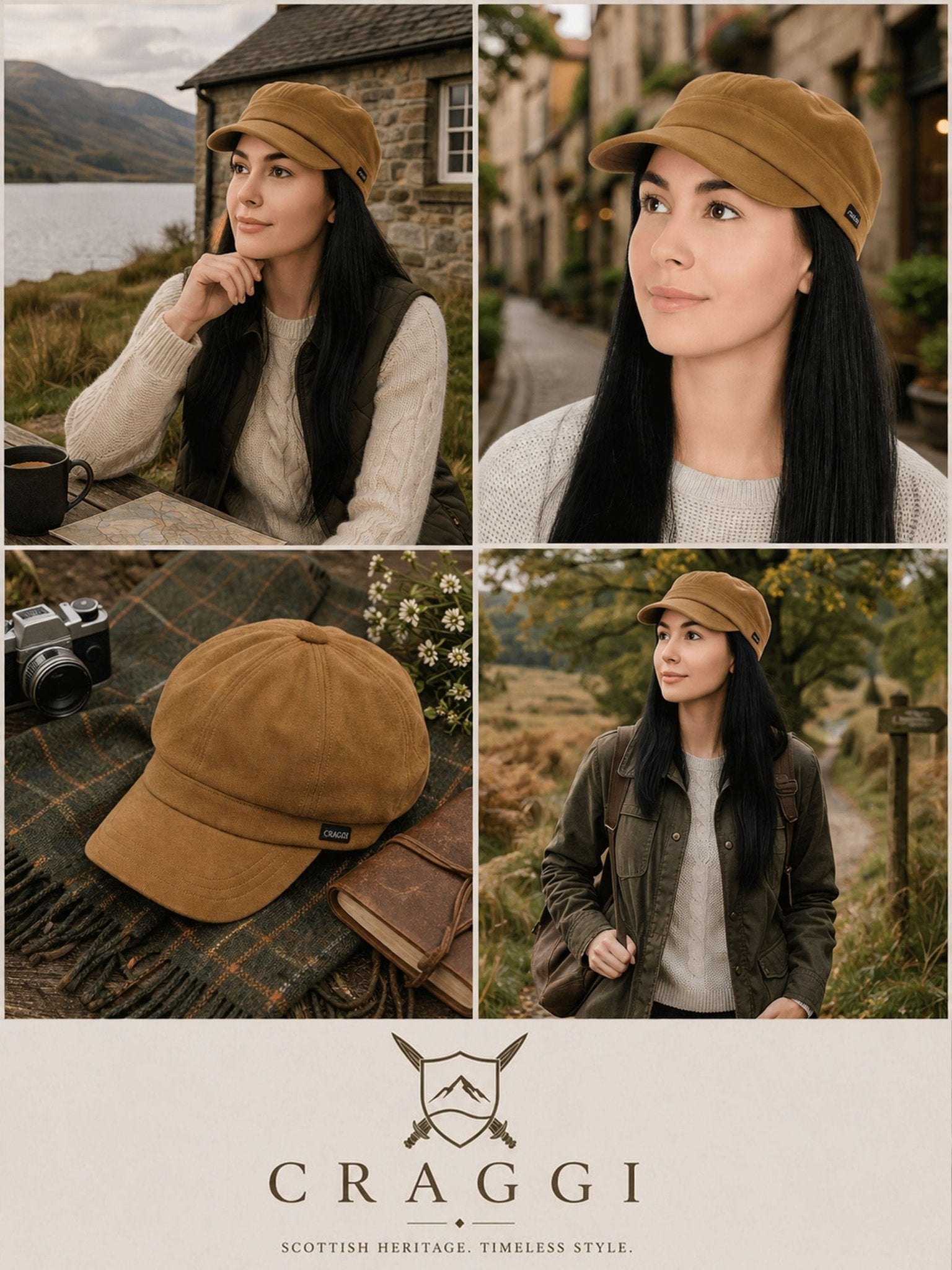 Craggi Ladies Velvet Newsboy Cap in Gold Velvet, Shelby Womens Hat CRAGGI Hats