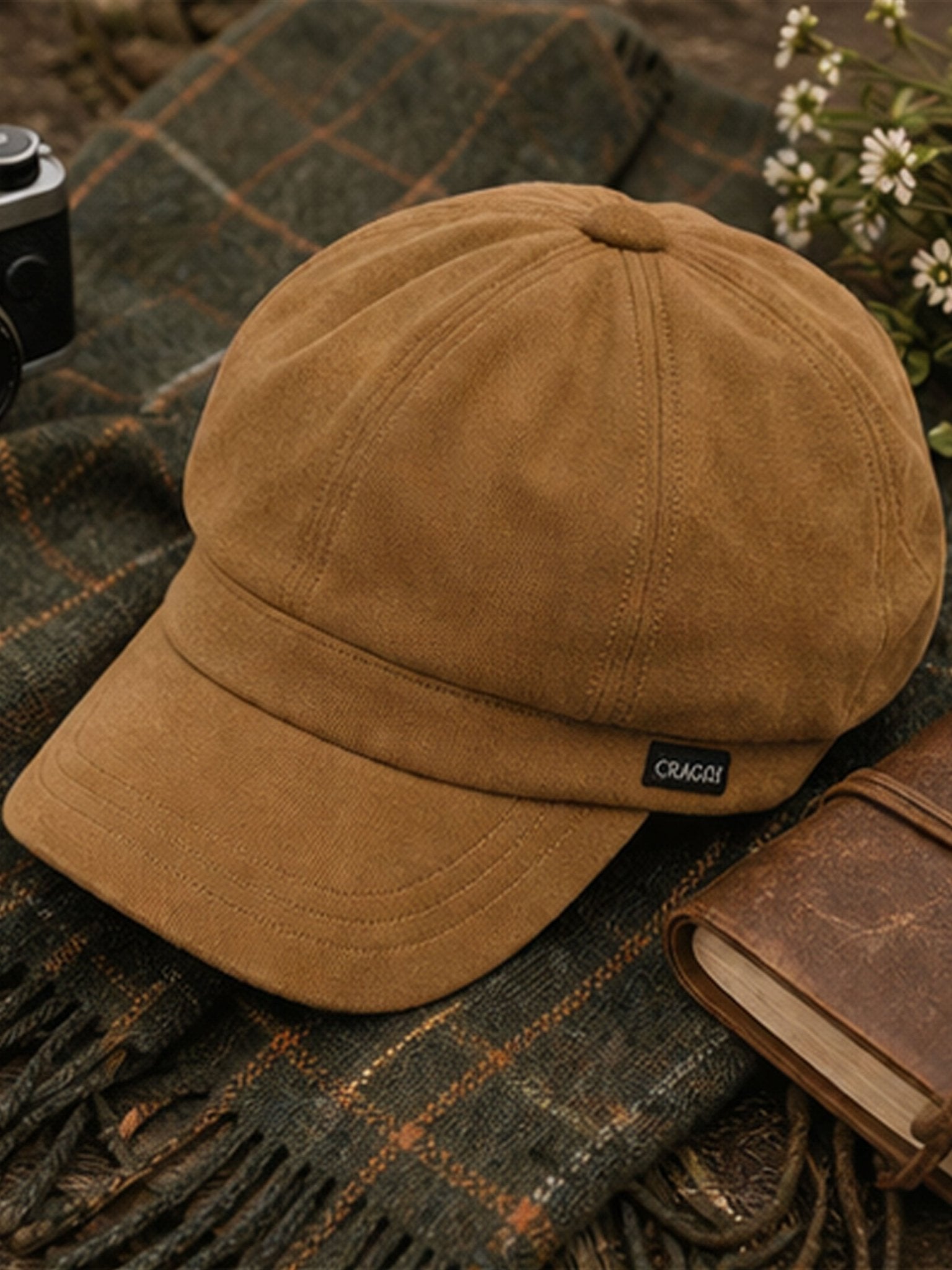 Craggi Ladies Velvet Newsboy Cap in Gold Velvet, Shelby Womens Hat CRAGGI Hats