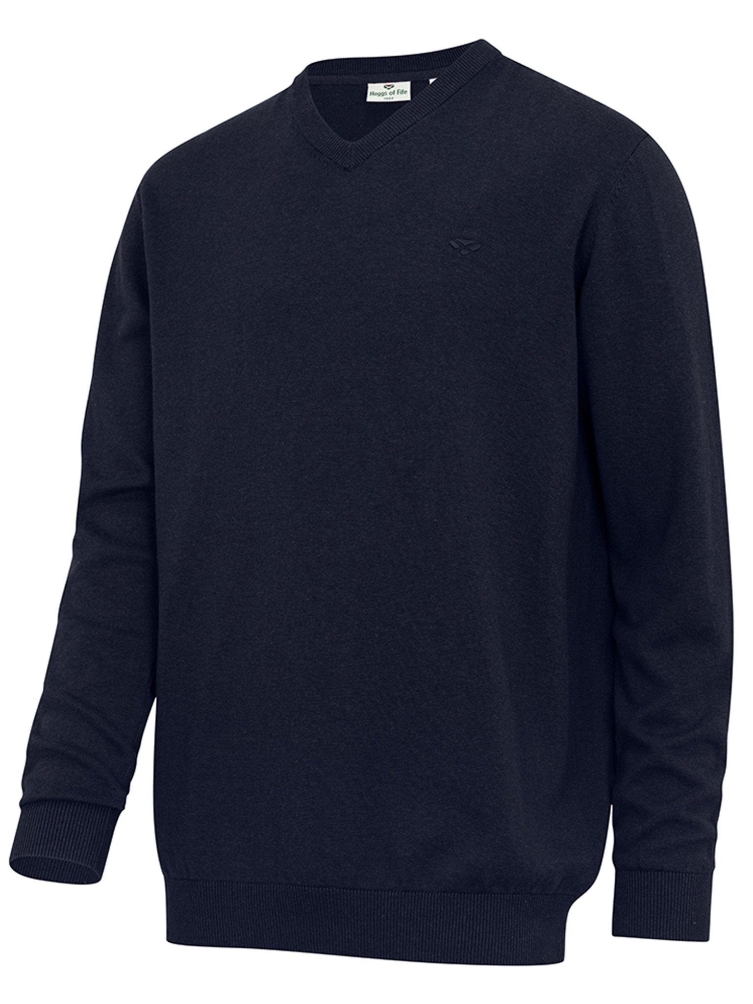 Hoggs of Fife - Stirling II V Neck Mens Jumper - 100% cotton Mens Pullover Long Sleeve