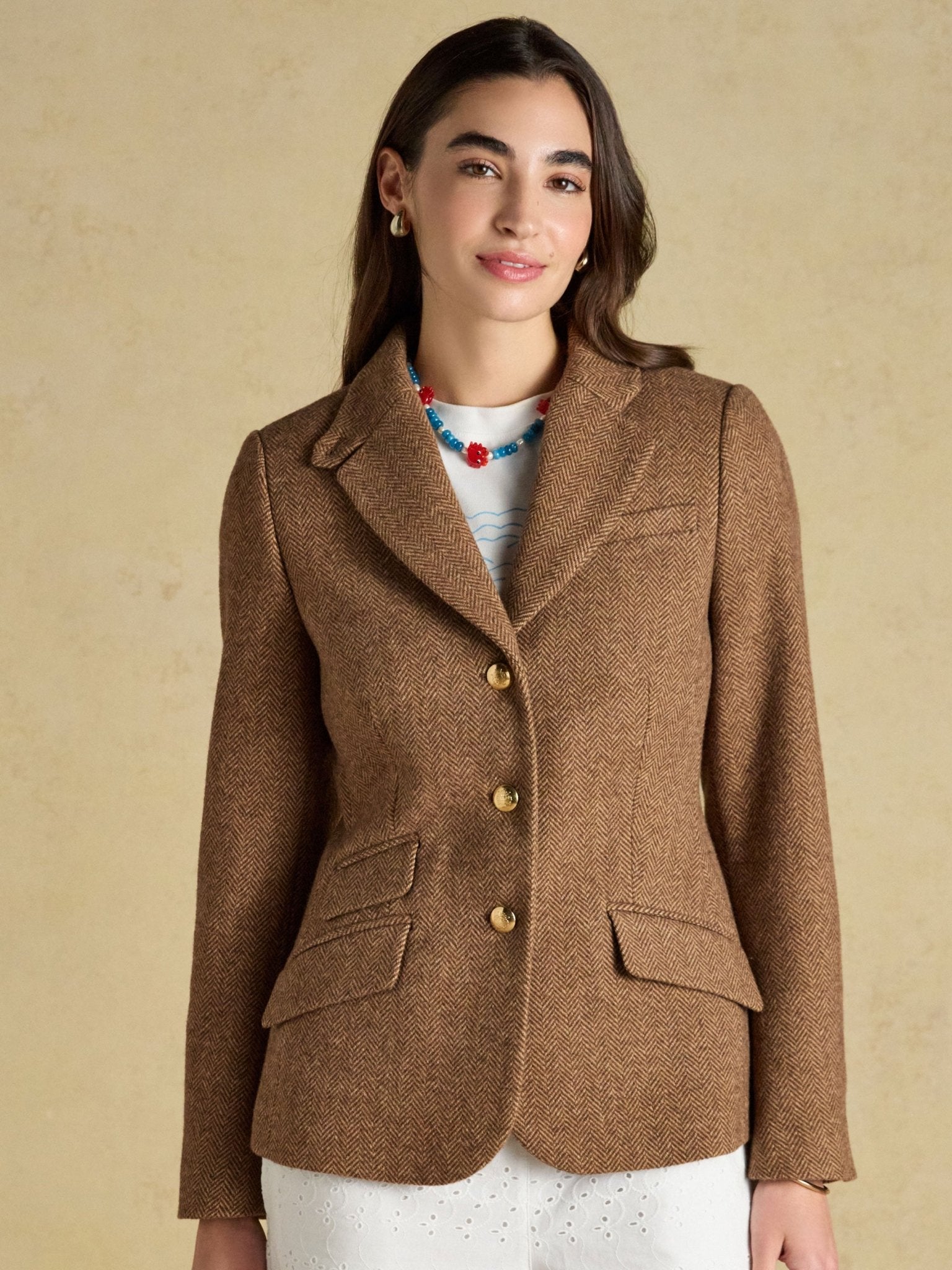 Joules Canterly Women’s Herringbone Tweed Hacking Jacket Joules Outerwear