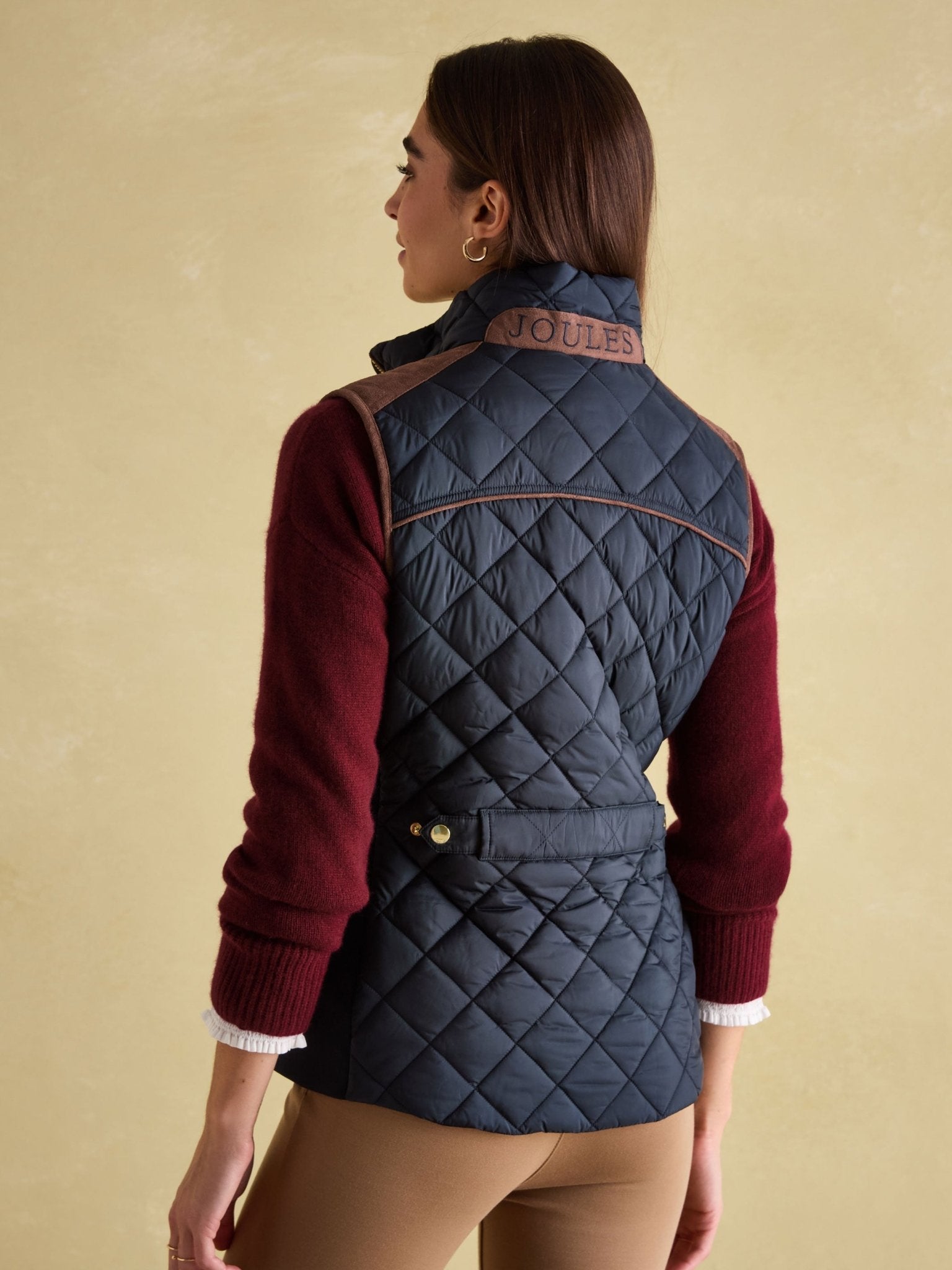 Joules - Joules Braemar Luxe Showerproof Quilted Ladies Gilet, womens waistcoat / Bodywarmer