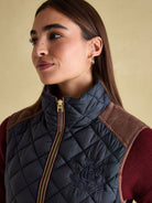 Joules - Joules Braemar Luxe Showerproof Quilted Ladies Gilet, womens waistcoat / Bodywarmer