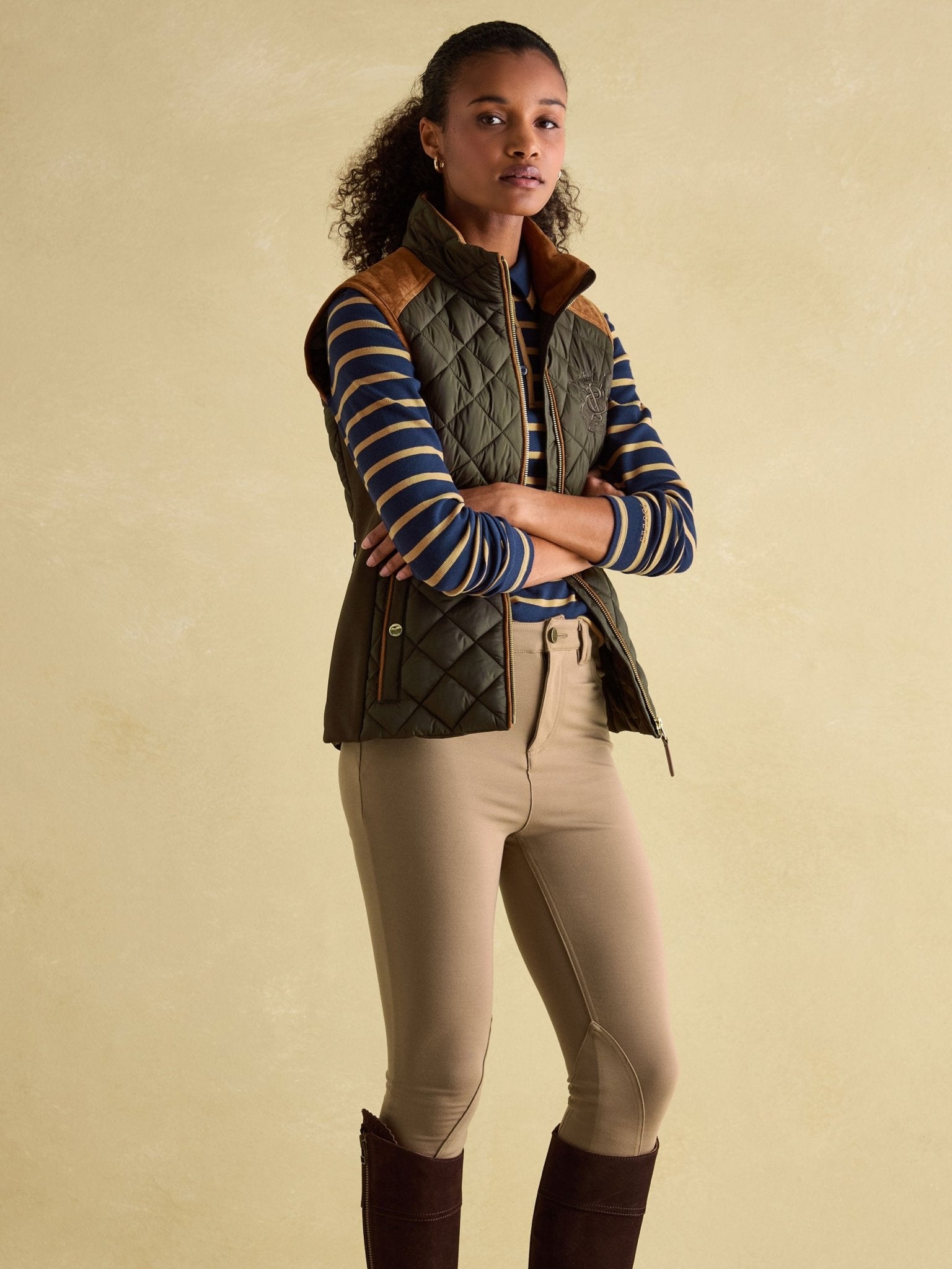 Joules - Joules Braemar Luxe Showerproof Quilted Ladies Gilet, womens waistcoat / Bodywarmer