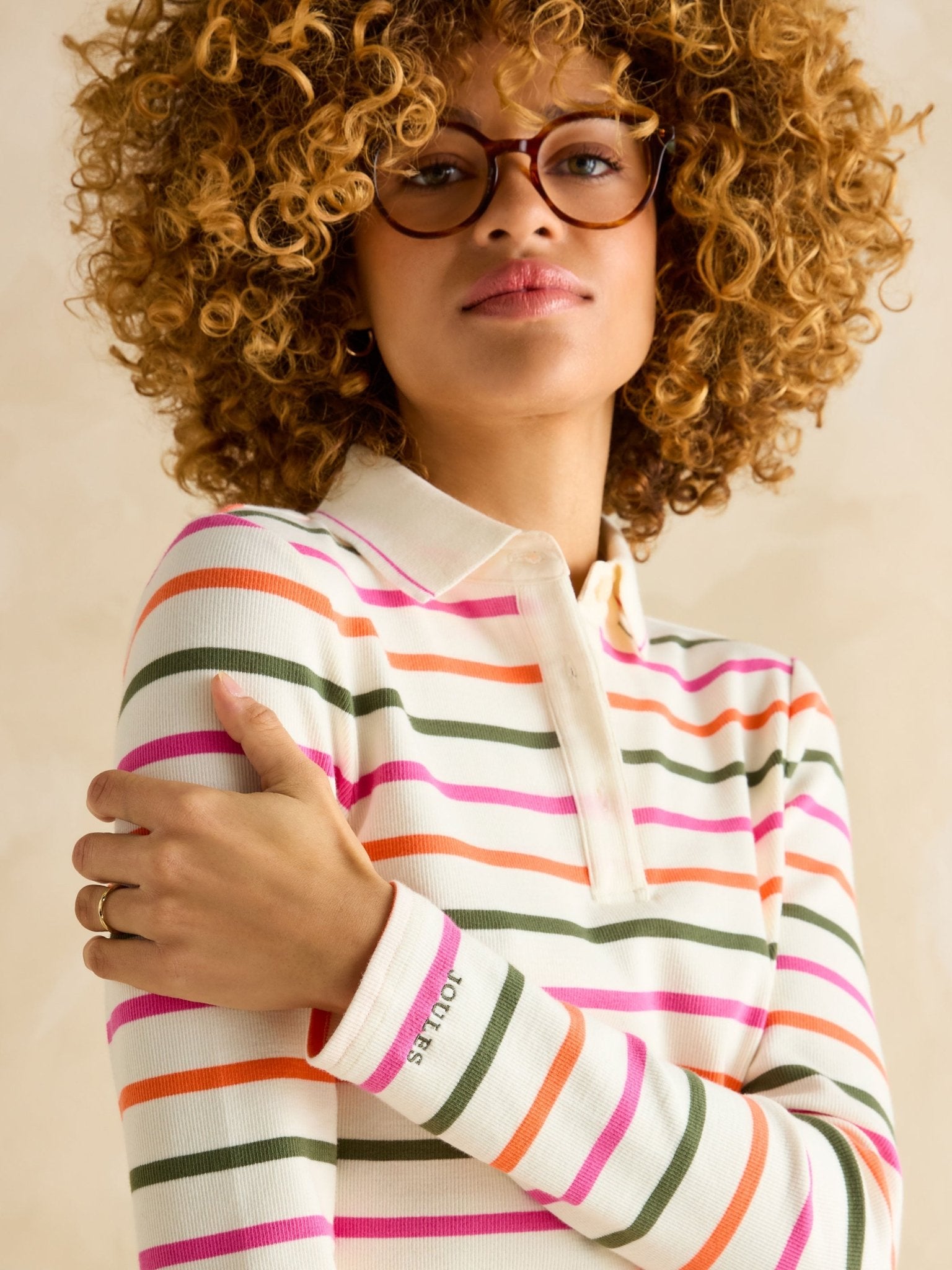 Joules - Joules Fairfield Long Sleeve Ribbed Polo Shirt / Ladies shirt