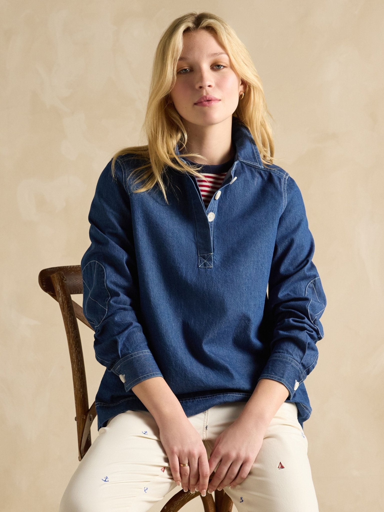 Joules - Joules Ladies Brinley Denim Deck Shirt womens relaxed fit shirt