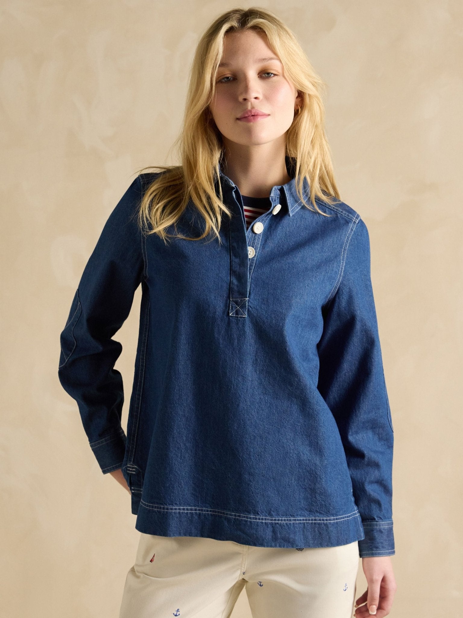 Joules - Joules Ladies Brinley Denim Deck Shirt womens relaxed fit shirt