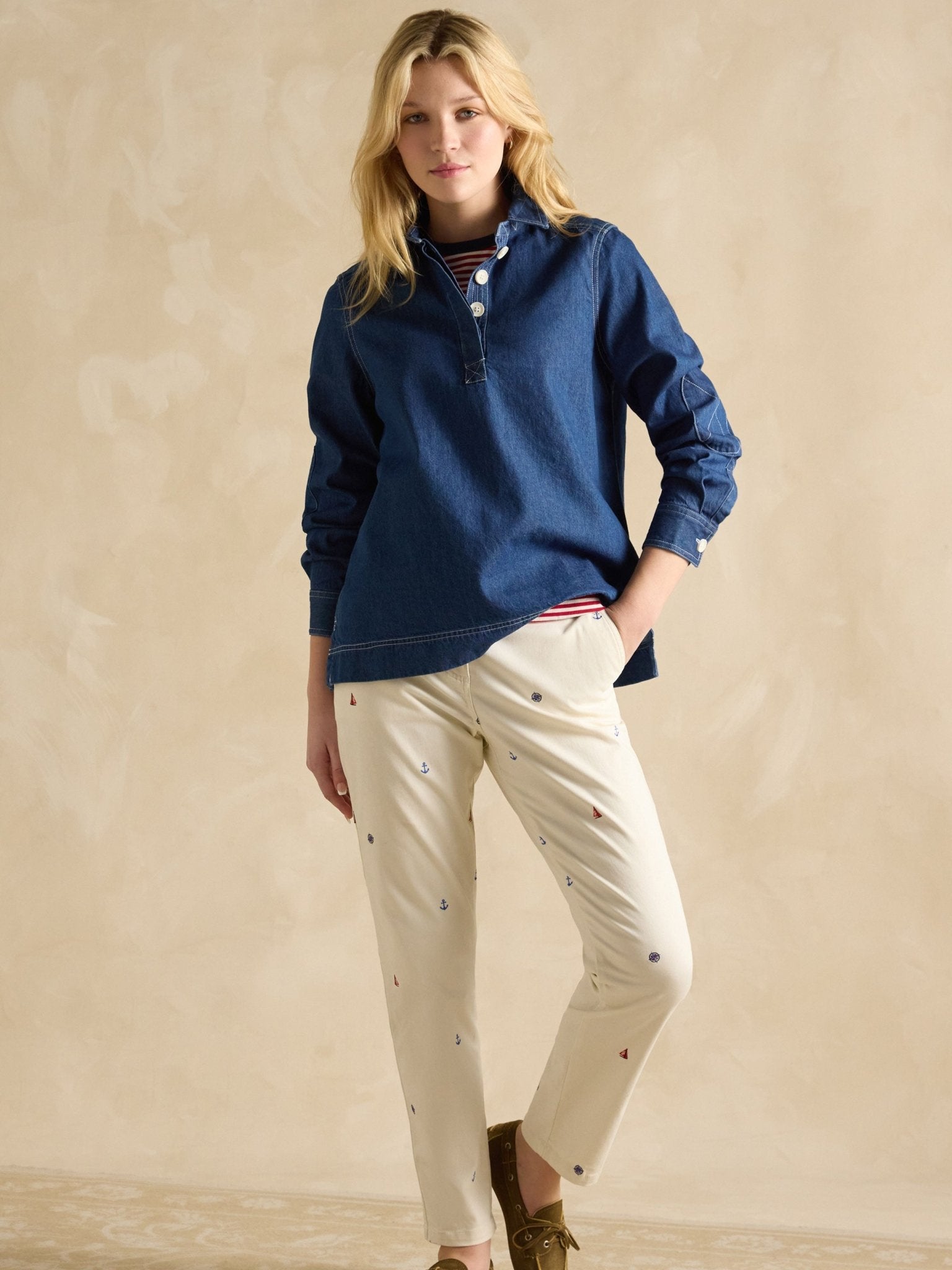 Joules - Joules Ladies Brinley Denim Deck Shirt womens relaxed fit shirt