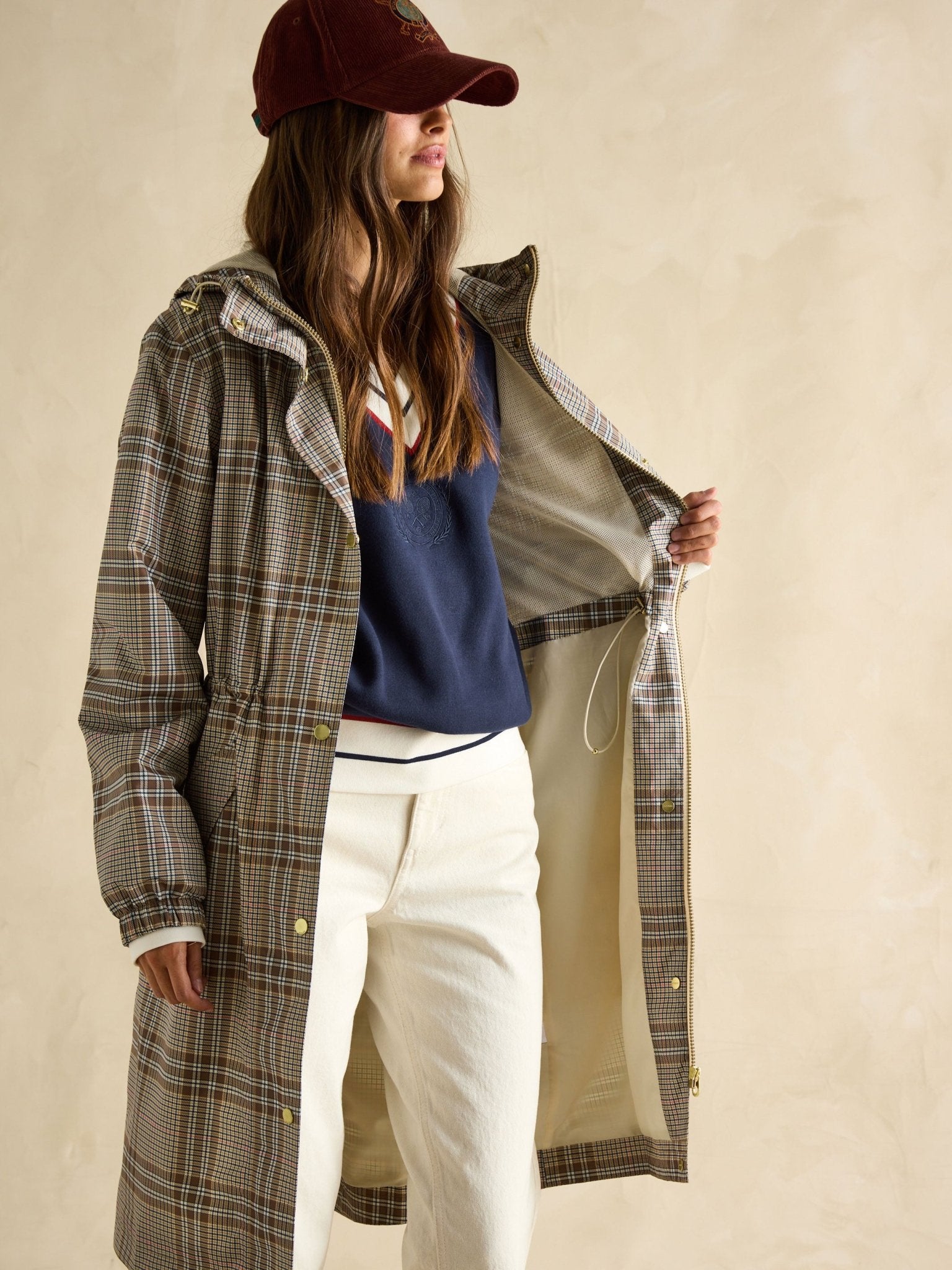 Joules - Joules Womens Holkham Waterproof Packable Raincoat With Hood - Ladies