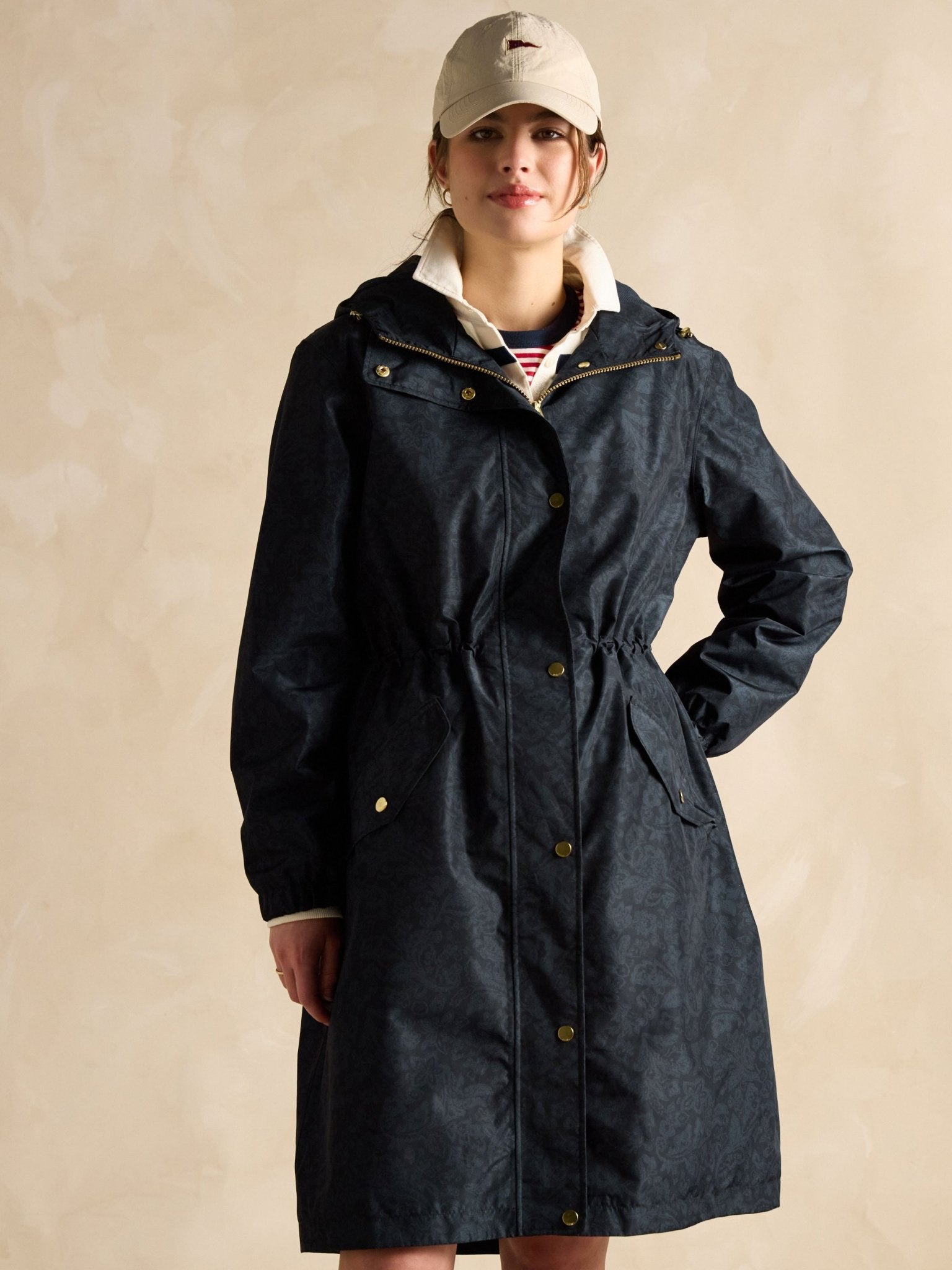 Joules - Joules Womens Holkham Waterproof Packable Raincoat With Hood - Ladies