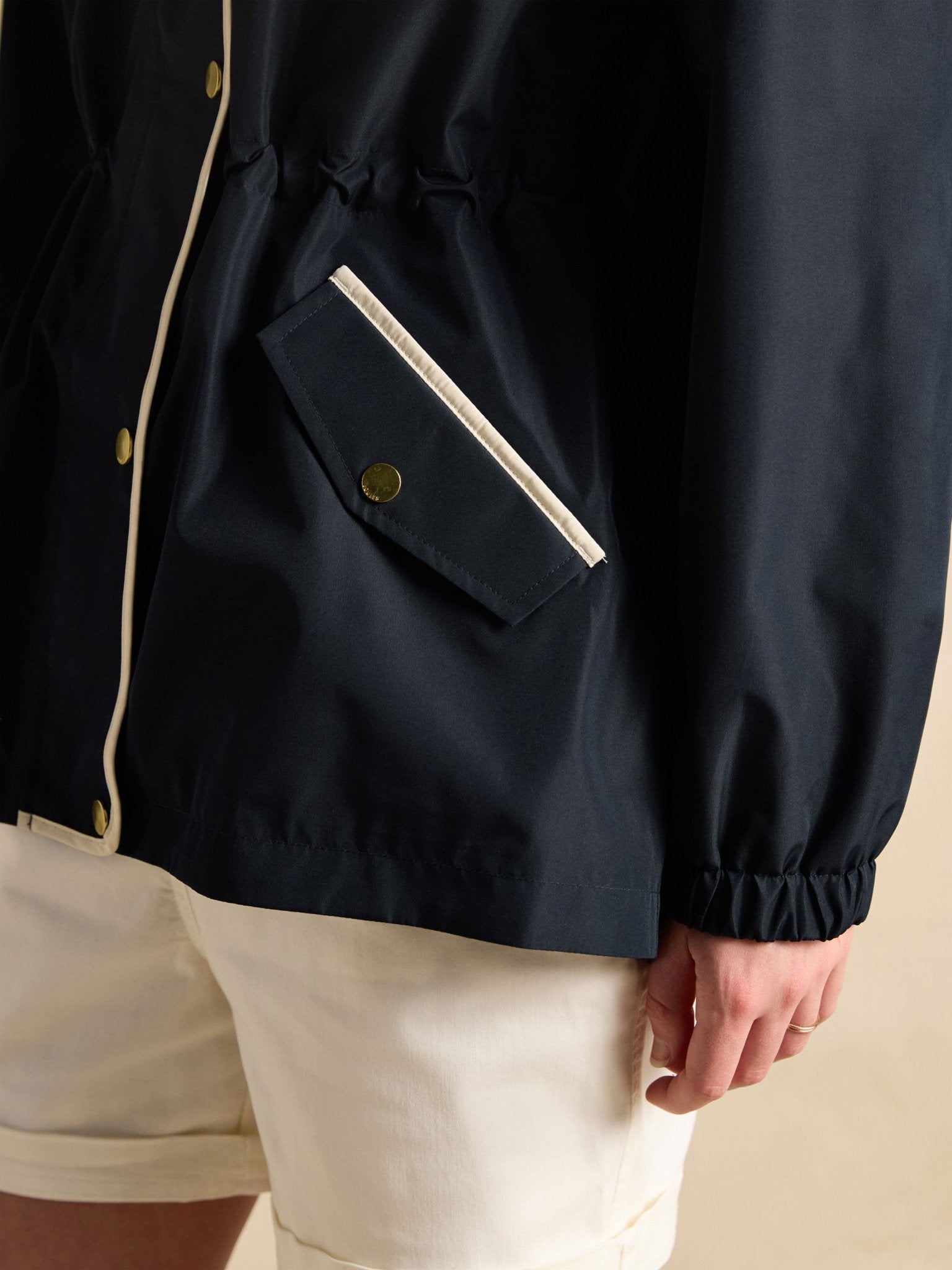 Joules - Joules Womens Holt Packable Waterproof Raincoat with Hood - Ladies