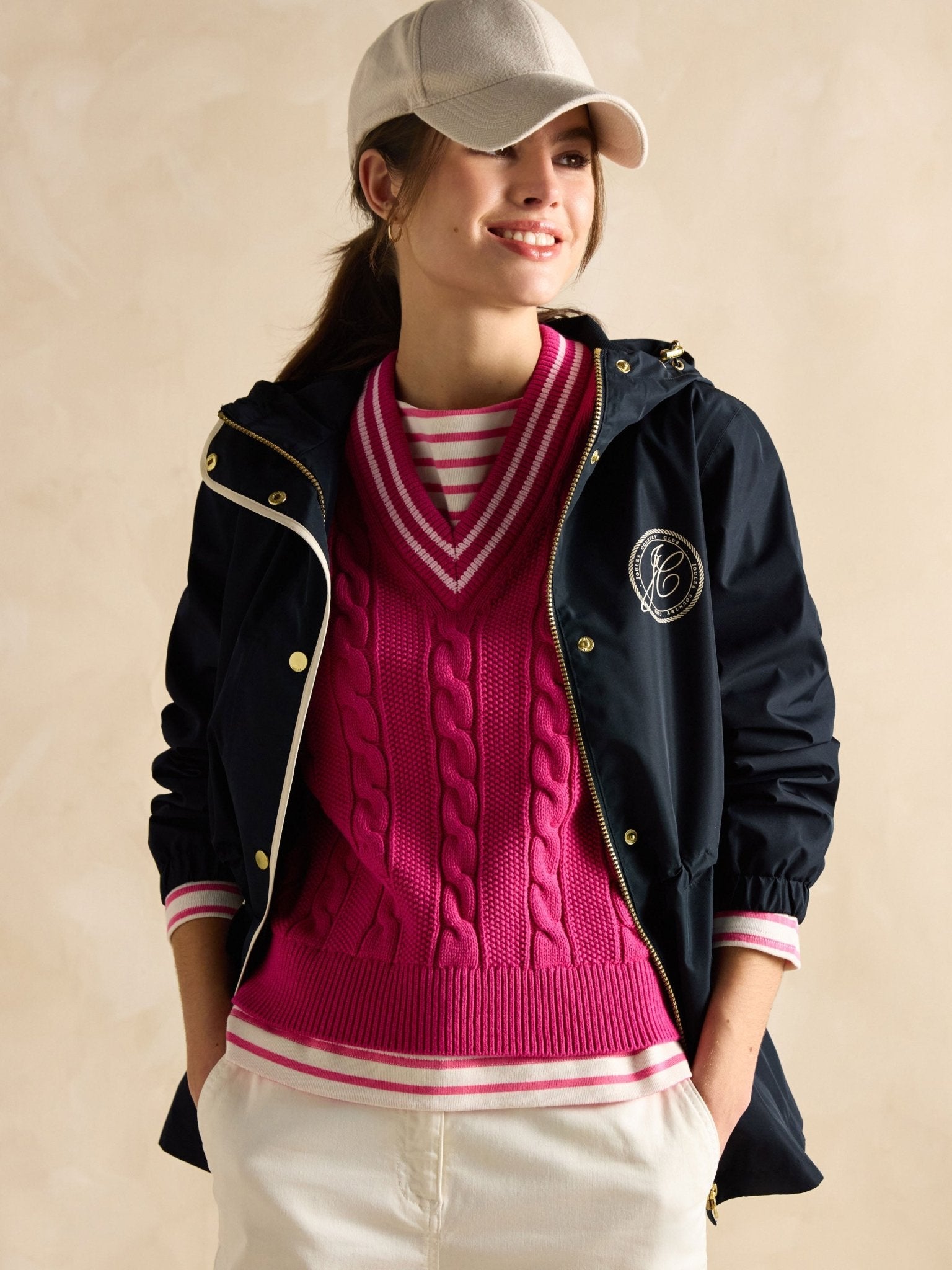 Joules - Joules Womens Holt Packable Waterproof Raincoat with Hood - Ladies