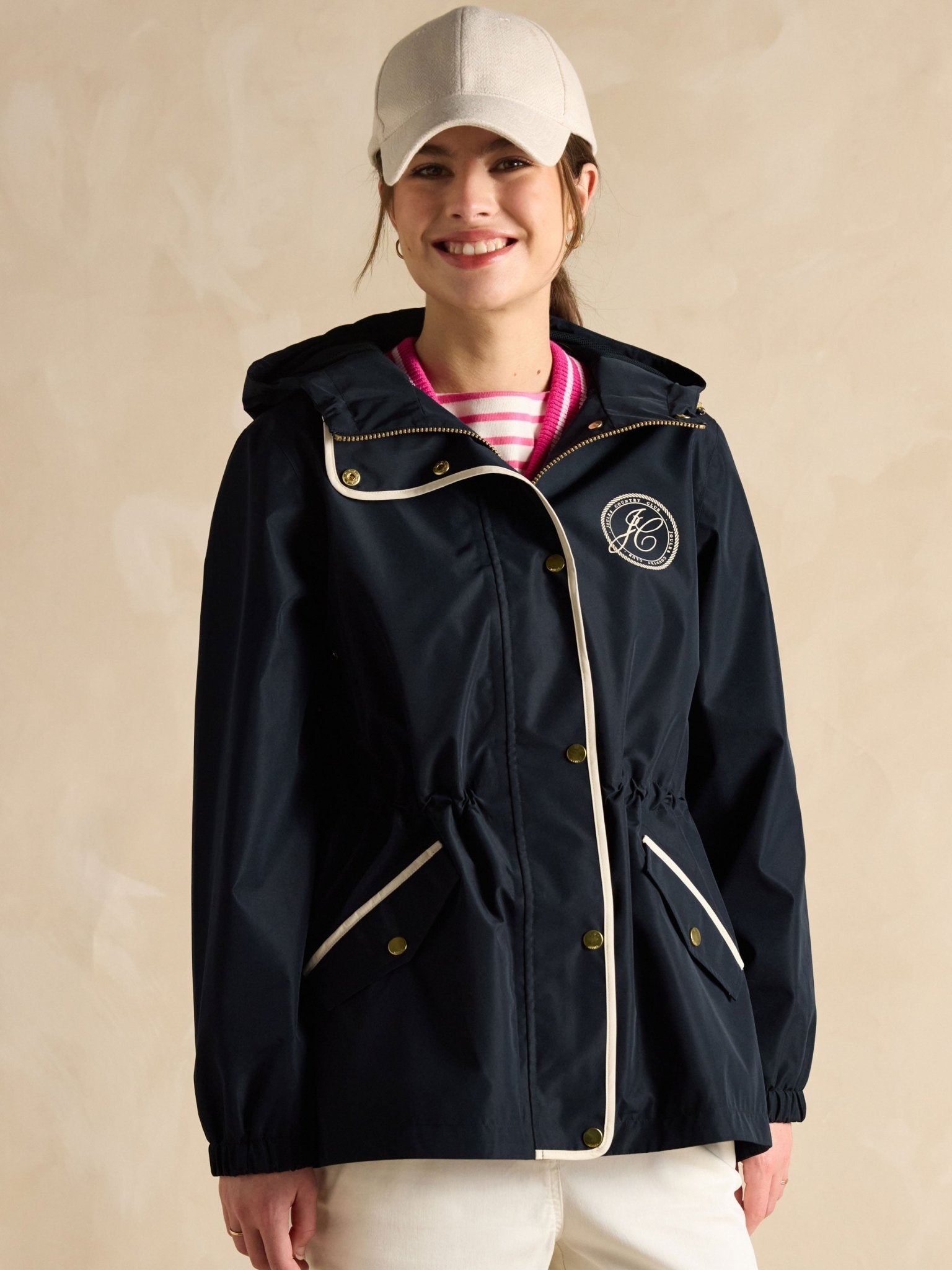 Joules - Joules Womens Holt Packable Waterproof Raincoat with Hood - Ladies