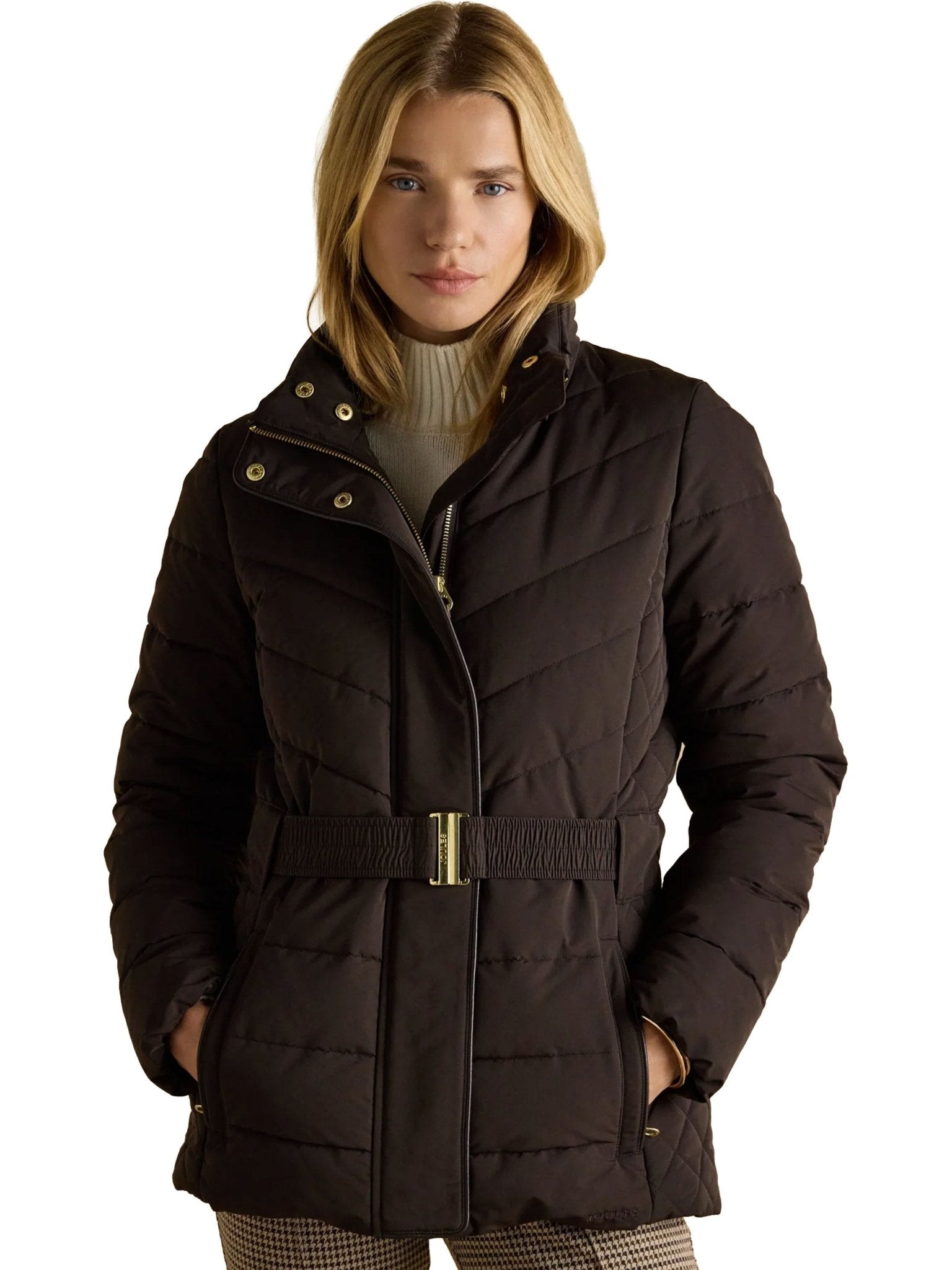 Joules - Ladies Aspen Showerproof Padded womens Coat with Faux Fur removable Hood Joules