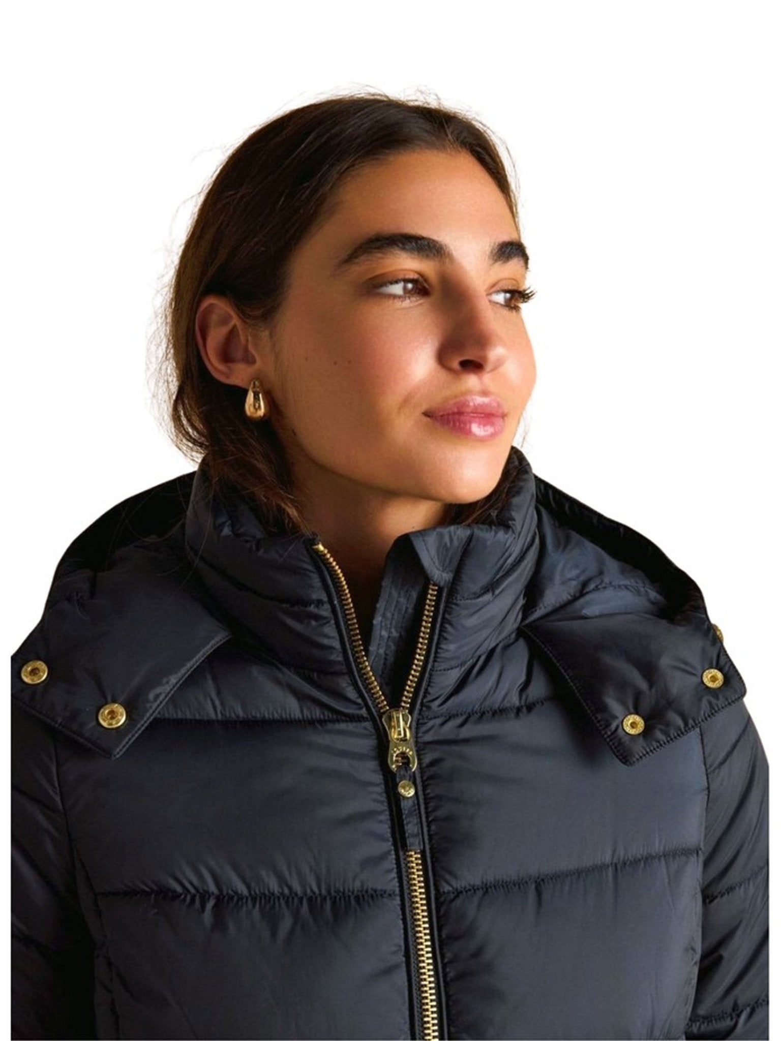 Joules - Ladies Hadlow Showerproof Padded womens Coat with Faux Fur removable Hood Joules