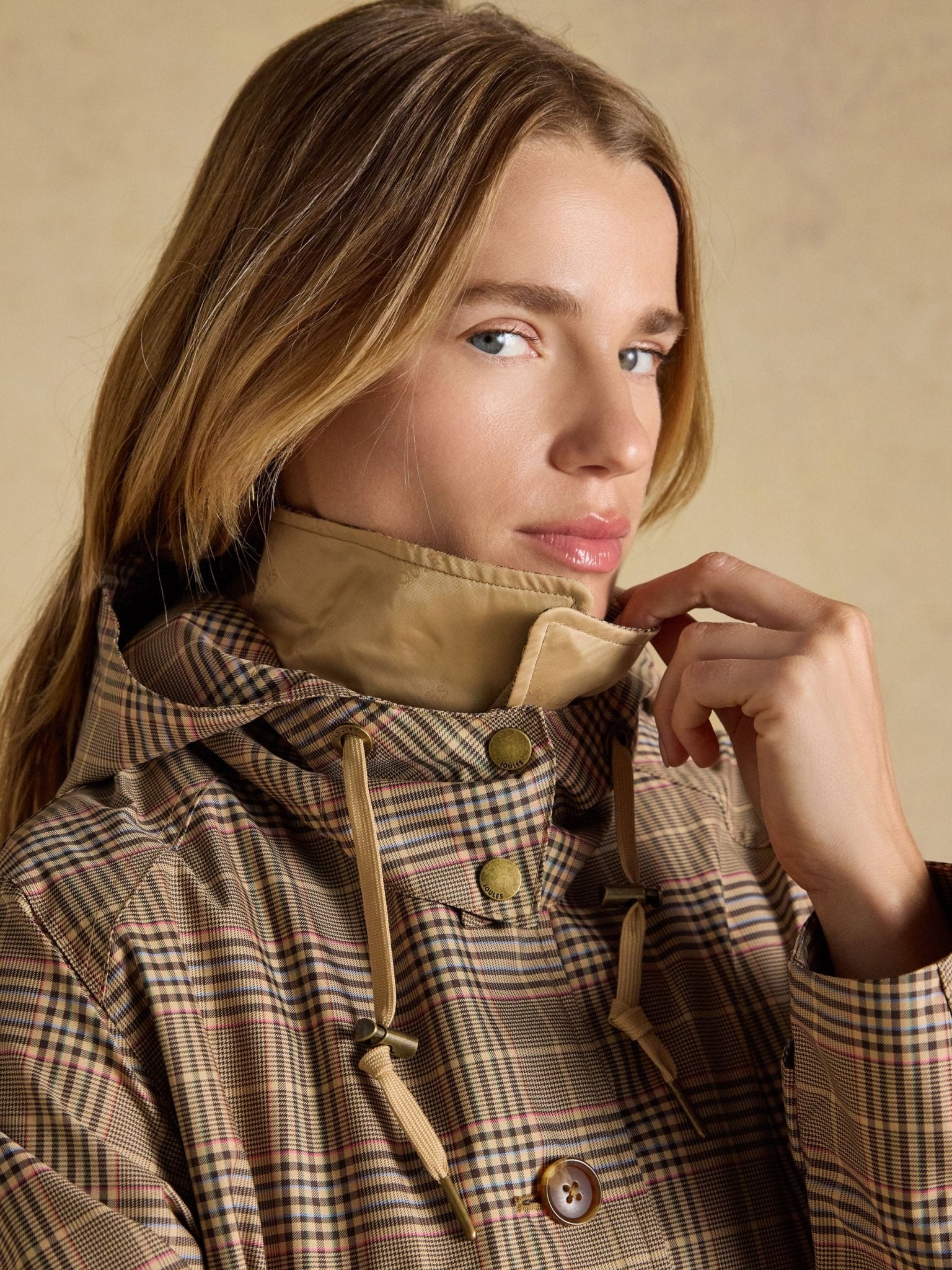 Joules Rainmore Neutral Waterproof Button Through Raincoat Joules Outerwear