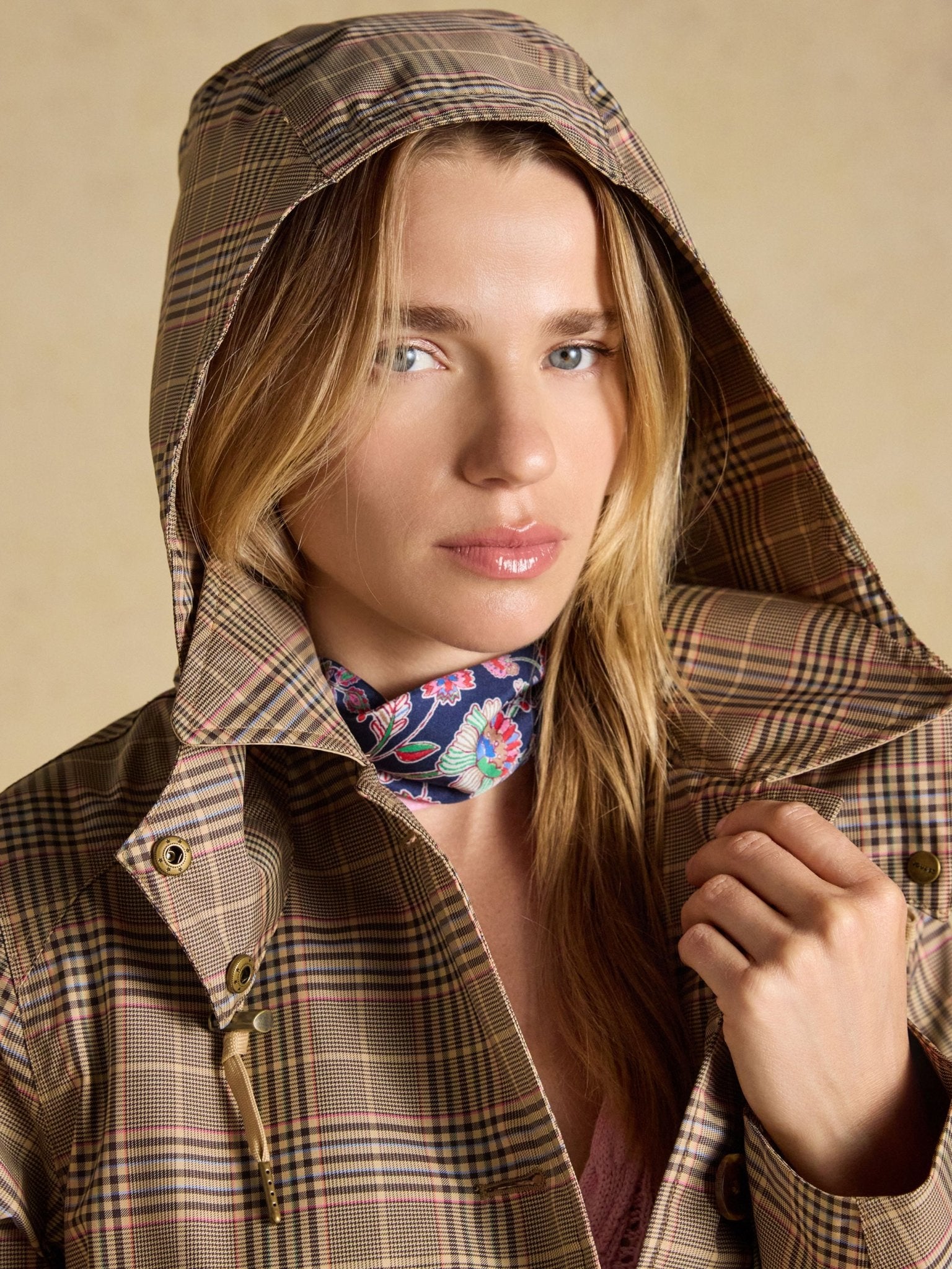 Joules Rainmore Neutral Waterproof Button Through Raincoat Joules Outerwear