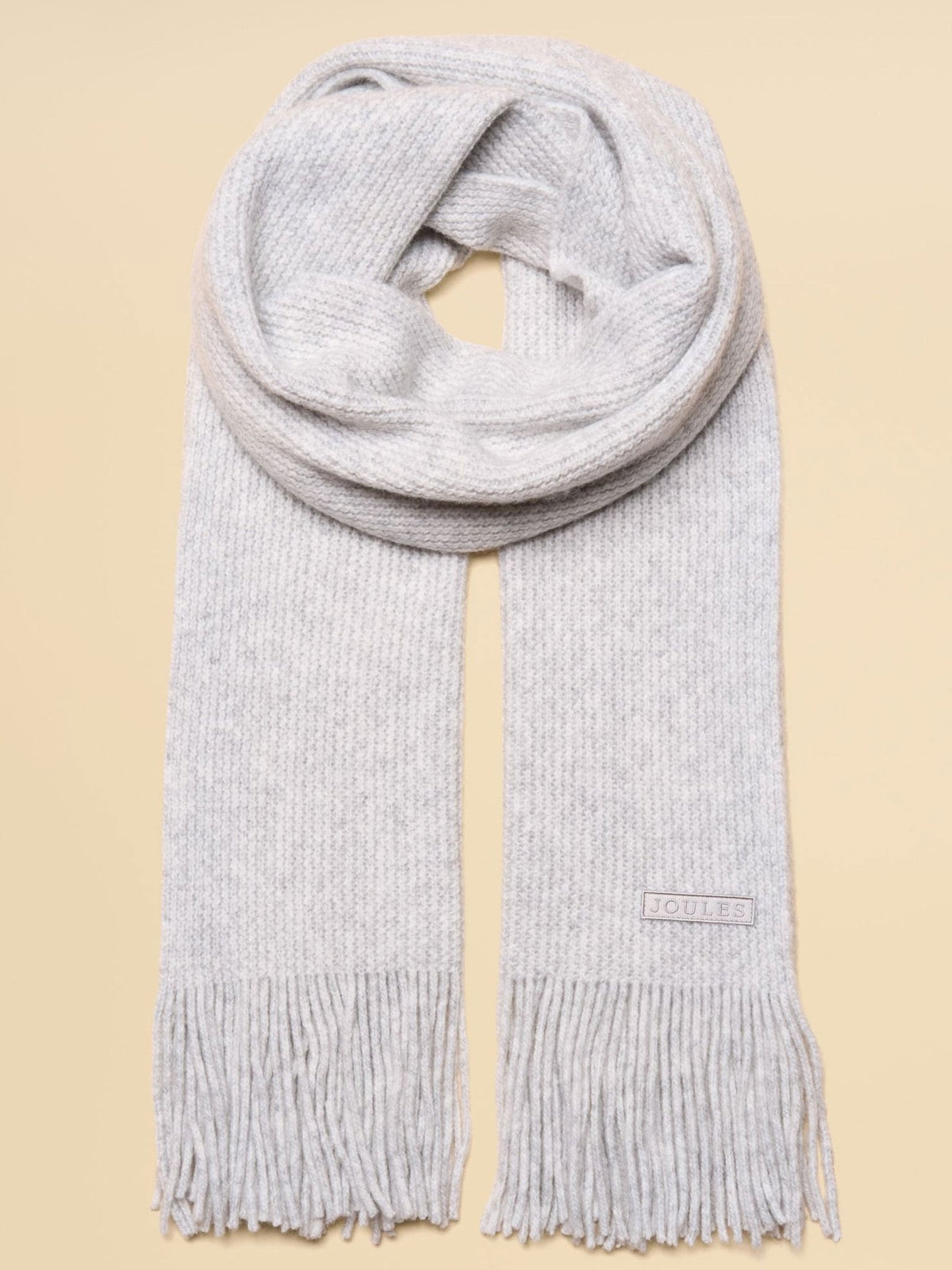Joules Rosa Oatmeal Knitted Scarf – Soft Fringed Winter Wrap Joules Ladies Headwear