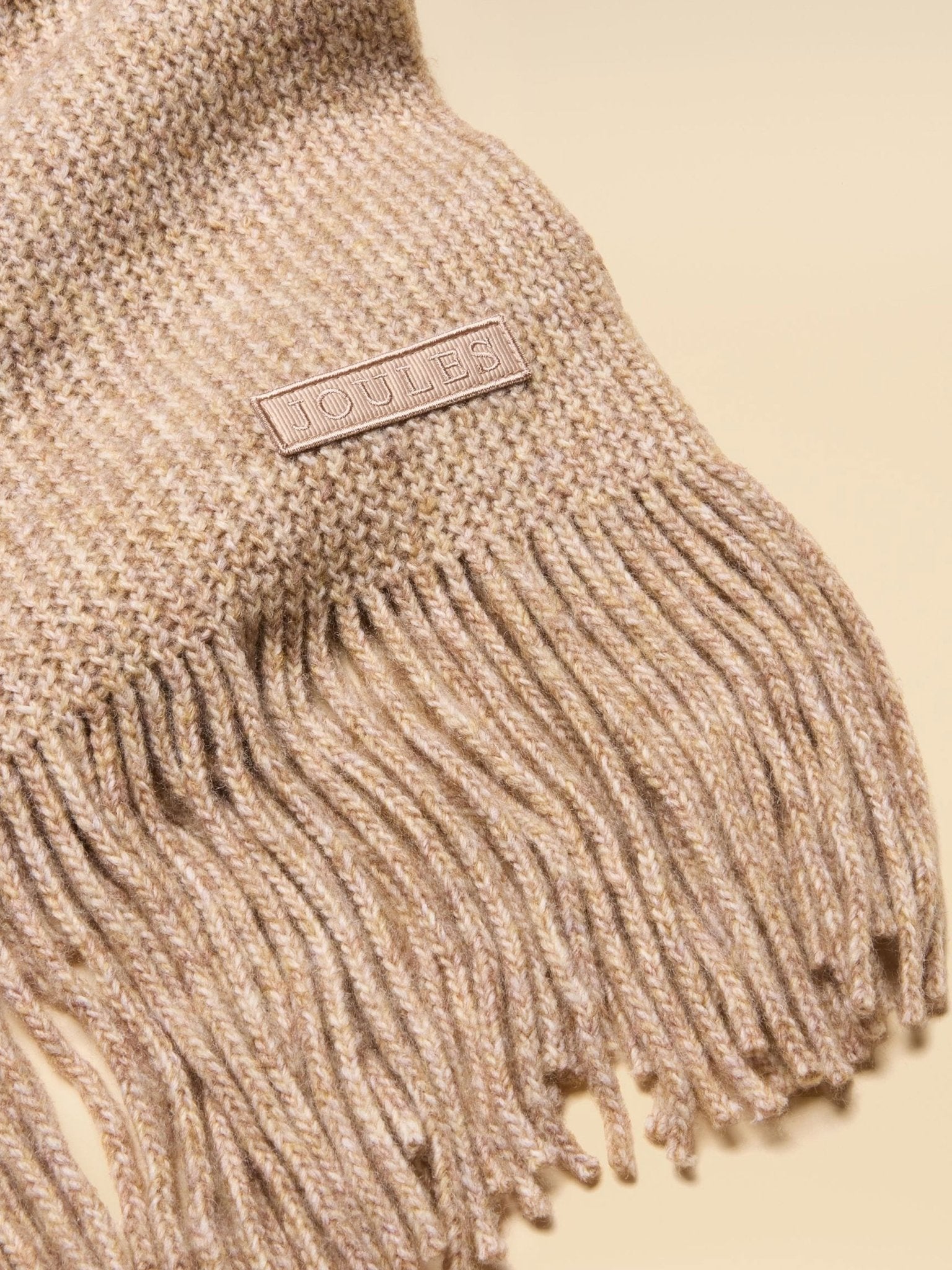 Joules Rosa Oatmeal Knitted Scarf – Soft Fringed Winter Wrap Joules Ladies Headwear