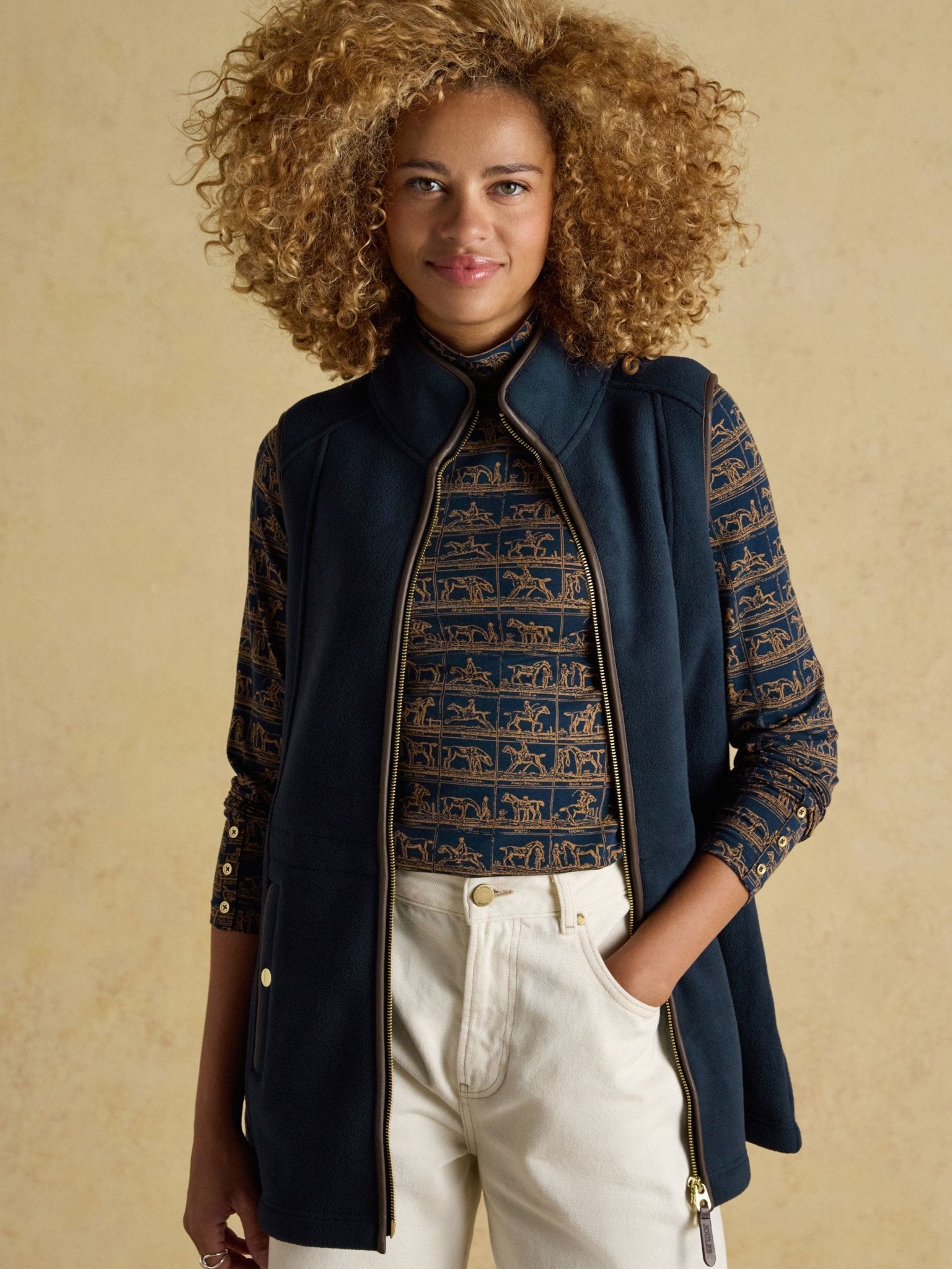 Joules Womens Heritage Longline Fleece Gilet / Ladies Full zip fleece waistcoat Vest Joules