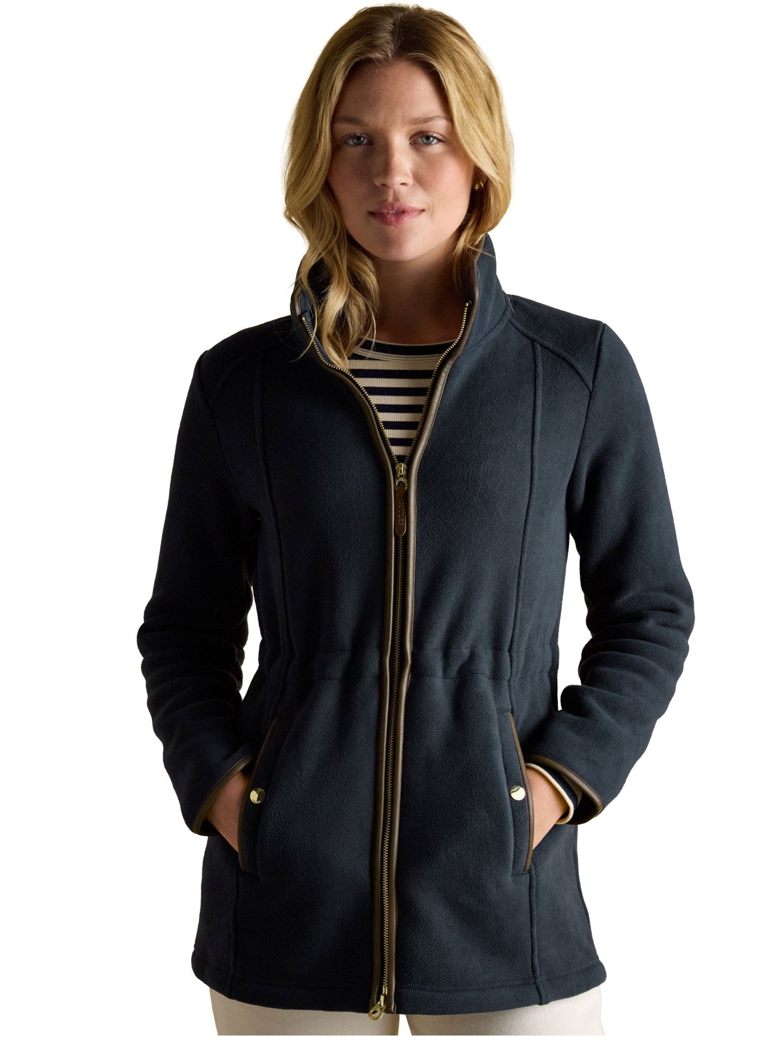 Joules Womens Heritage Longline Fleece Jacket / Ladies Full zip fleece coat Joules