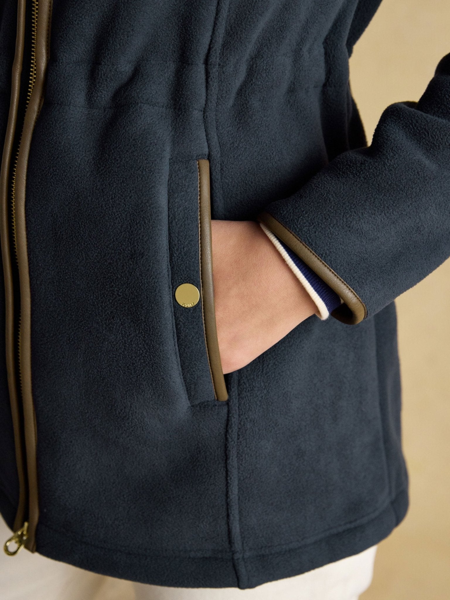 Joules Womens Heritage Longline Fleece Jacket / Ladies Full zip fleece coat Joules