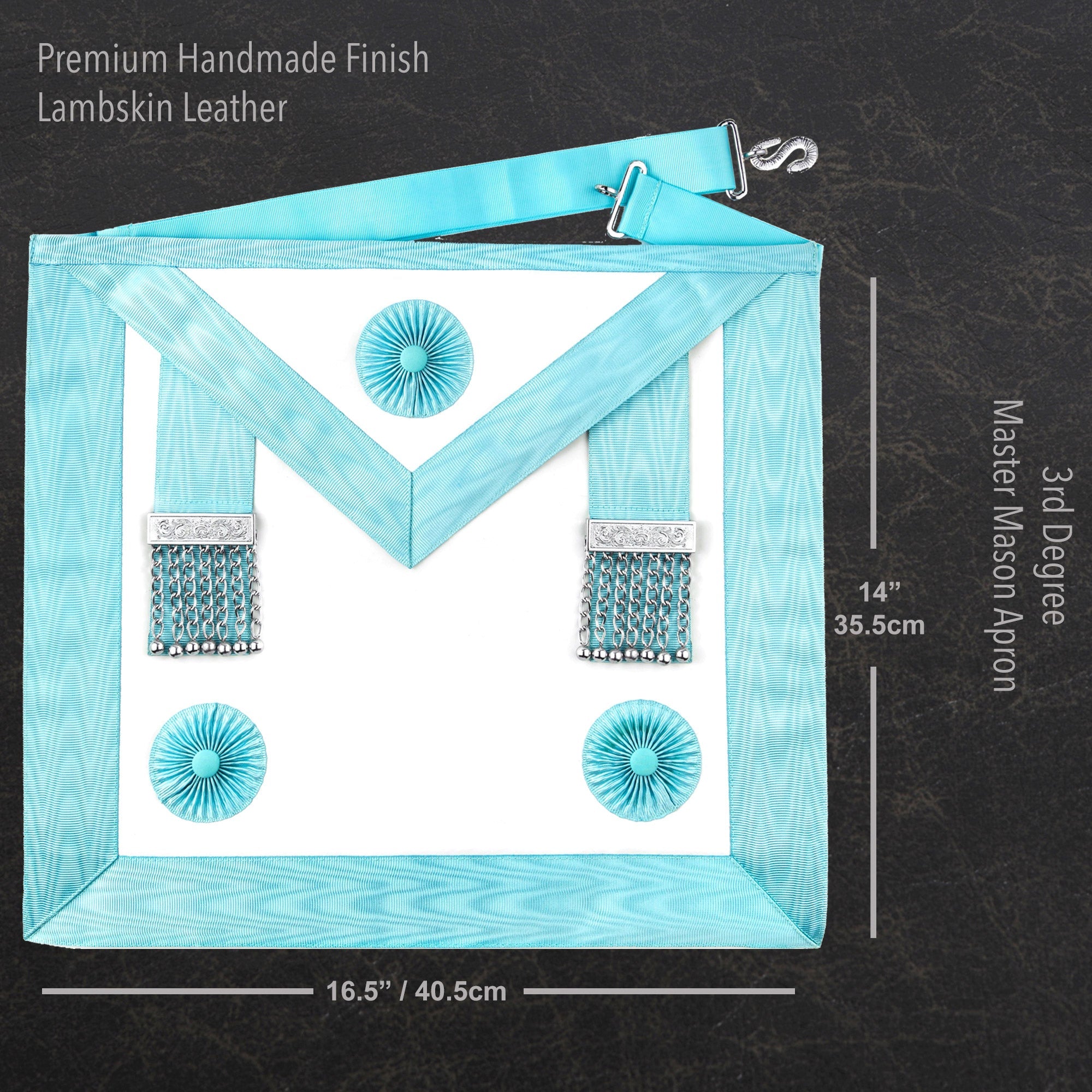 Masonic Regalia UK - Freemason Master Masons Apron - Craft Premium Lambskin Leather - 3rd Degree Master Masons Apron - Masonic Gift Accessory For Freemason Men