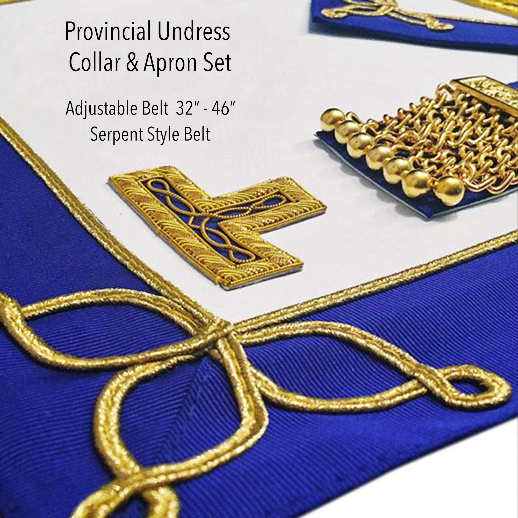 Masonic Regalia UK Freemason Provincial Undress Collar and Apron Set - Masonic Men Masonic Regalia Apron