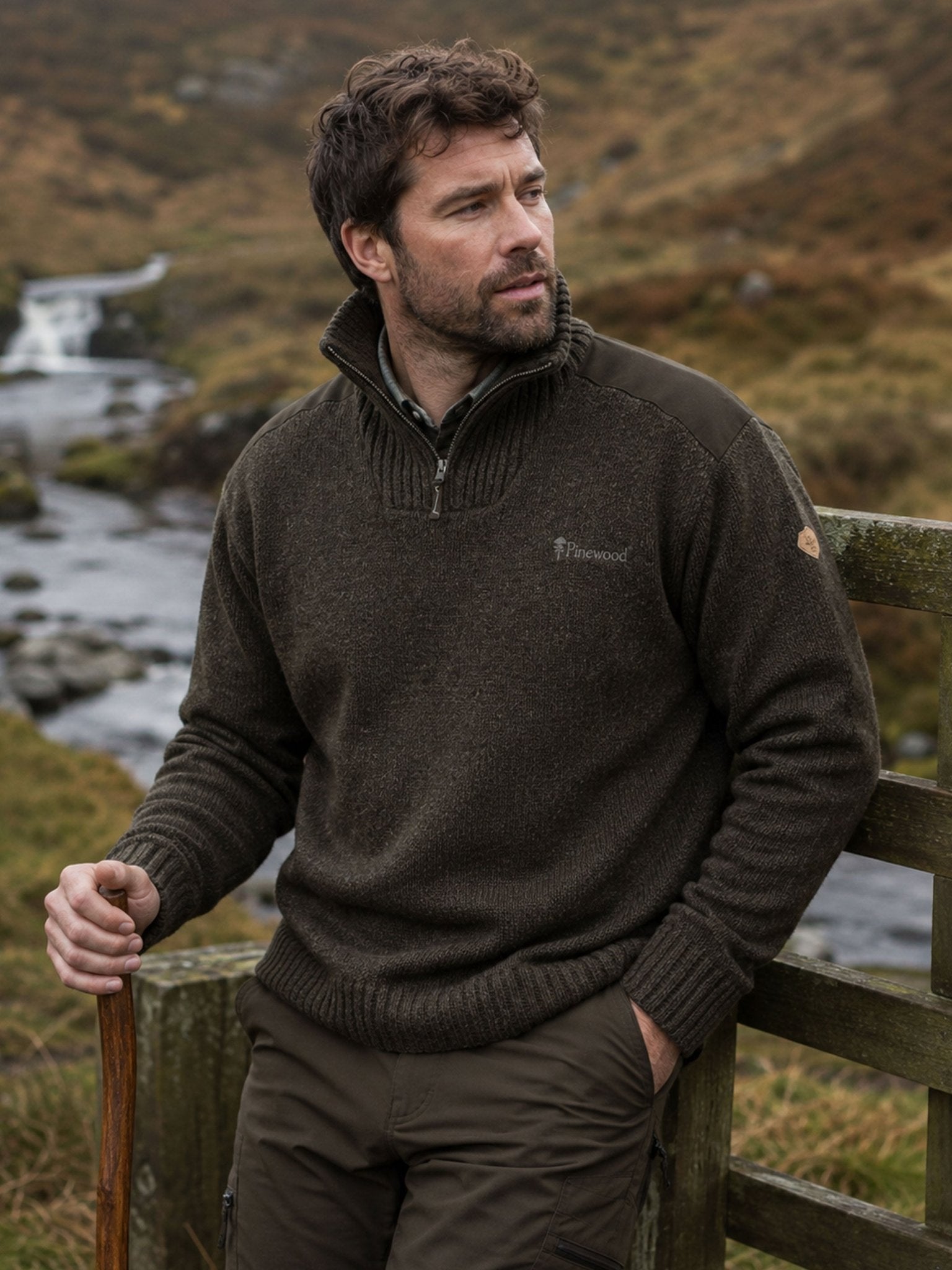 Pinewood Hurricane Men’s Jumper - Windproof Half Zip Sweater Knitted Wool Blend Pinewood Knitwear