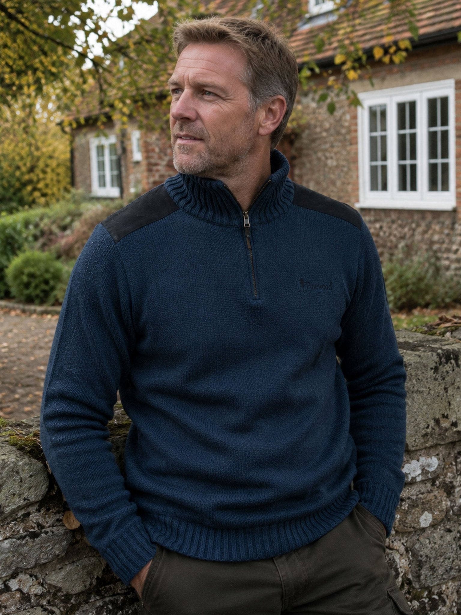 Pinewood Hurricane Men’s Jumper - Windproof Half Zip Sweater Knitted Wool Blend Pinewood Knitwear