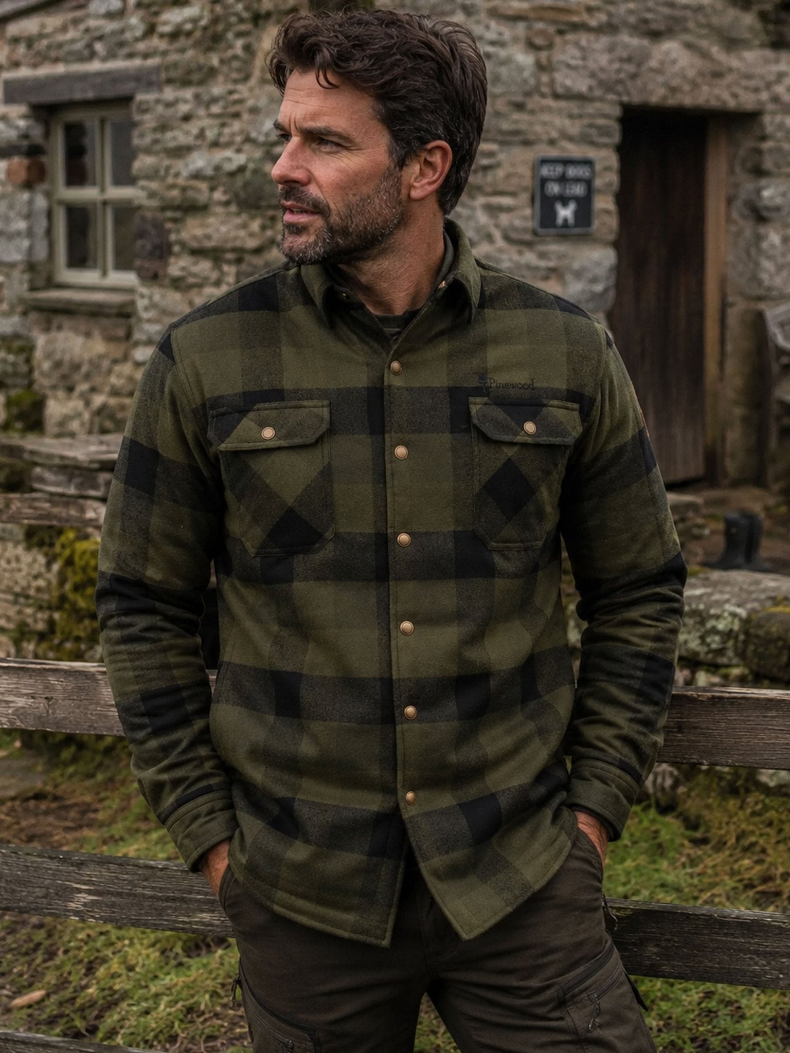 Pinewood Mens Canada Classic check shirt / flannel wool mix mans check Pinewood Shirt