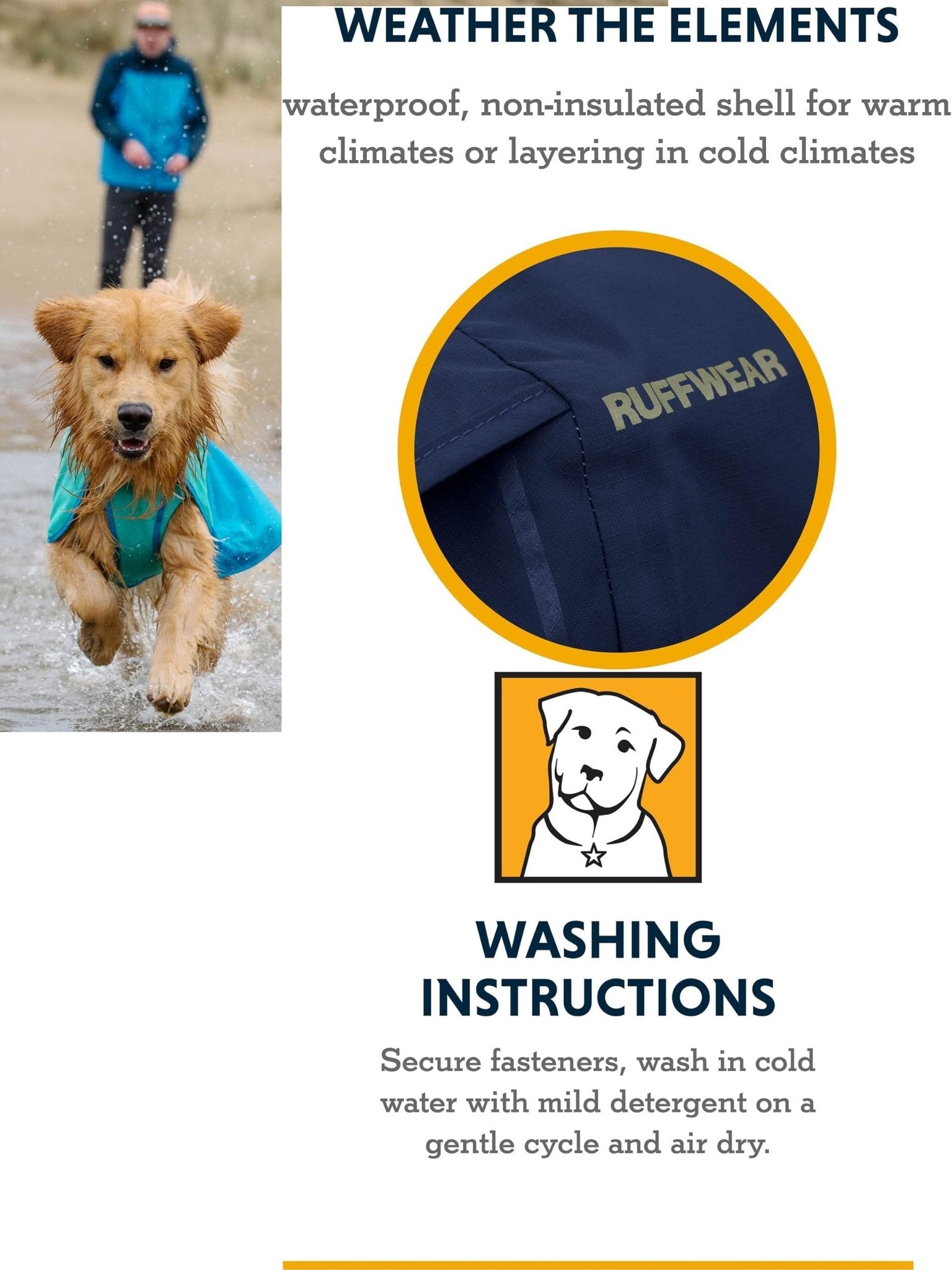Ruffwear - Sun Shower™ Dog Raincoat - Waterproof Dog Coat, to help keep you dog dry in the wet.